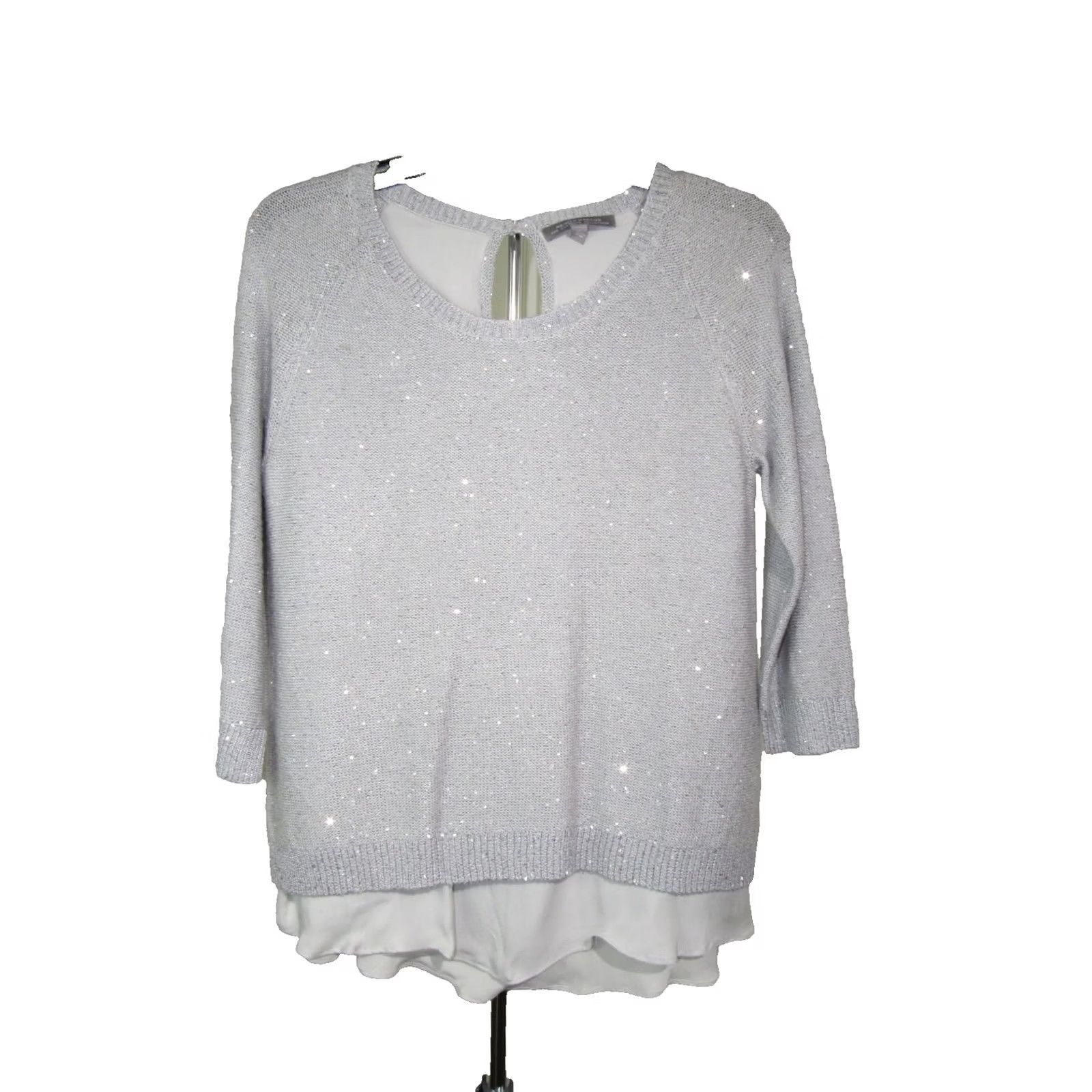 Neiman Marcus Neiman Marcus Sweater Womens S Gray the Cashmere Collection Grey with Sequin Size Size S / US 4 / IT 40 - 2 Thumbnail