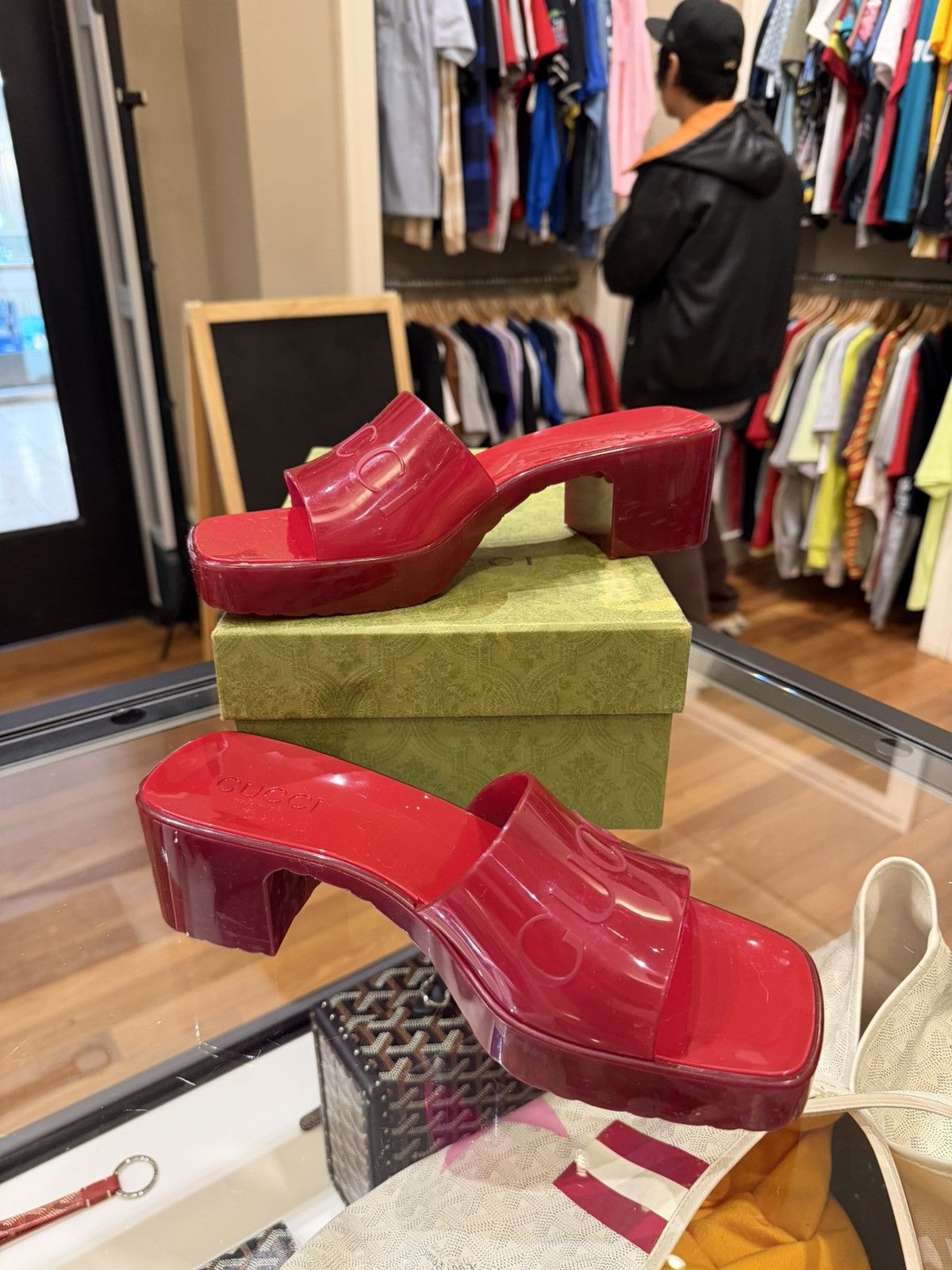 Gucci Gucci Rubber Jelly Platform Sandal - Hibiscus Red Size US 9 / IT 39 - 4 Thumbnail