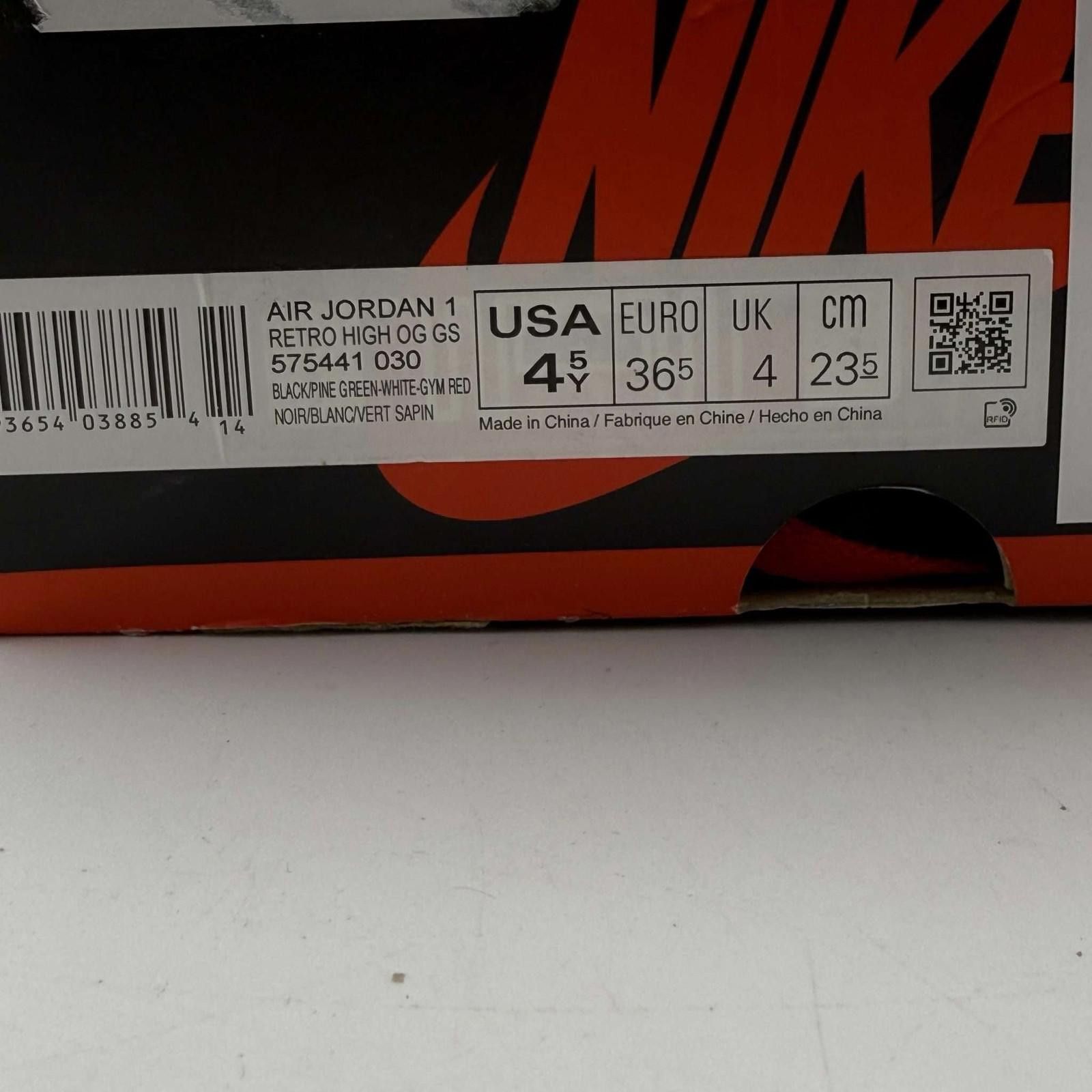Nike Nike Air Jordan 1 Pine Green Black 4.5Y Used OG Box D2290 Size US 5 / EU 37 - 10 Thumbnail