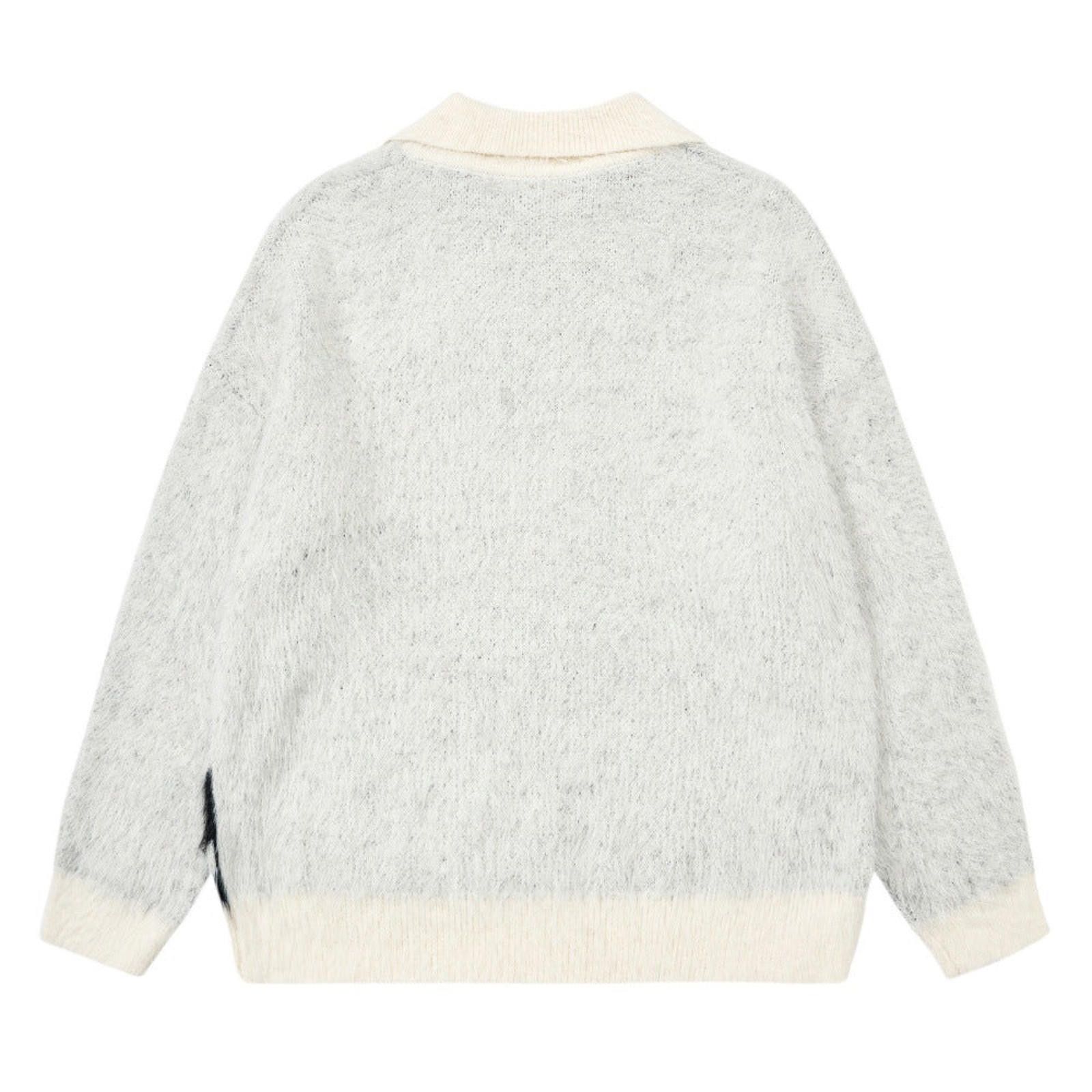 Japanese Brand Old English Letter Gray Fuzzy Graphic Knit Sweater Size M / US 6-8 / IT 42-44 - 2 Thumbnail