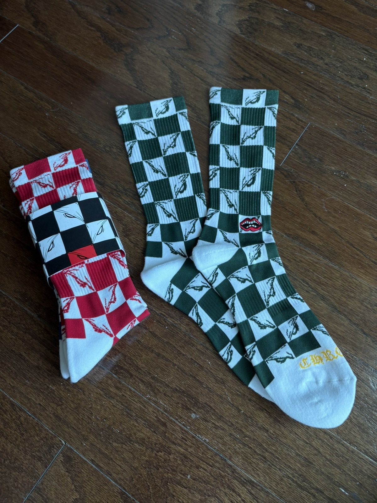 Chrome Hearts Chrome Hearts Matty Boy Eyes Green Socks Size ONE SIZE - 1 Thumbnail