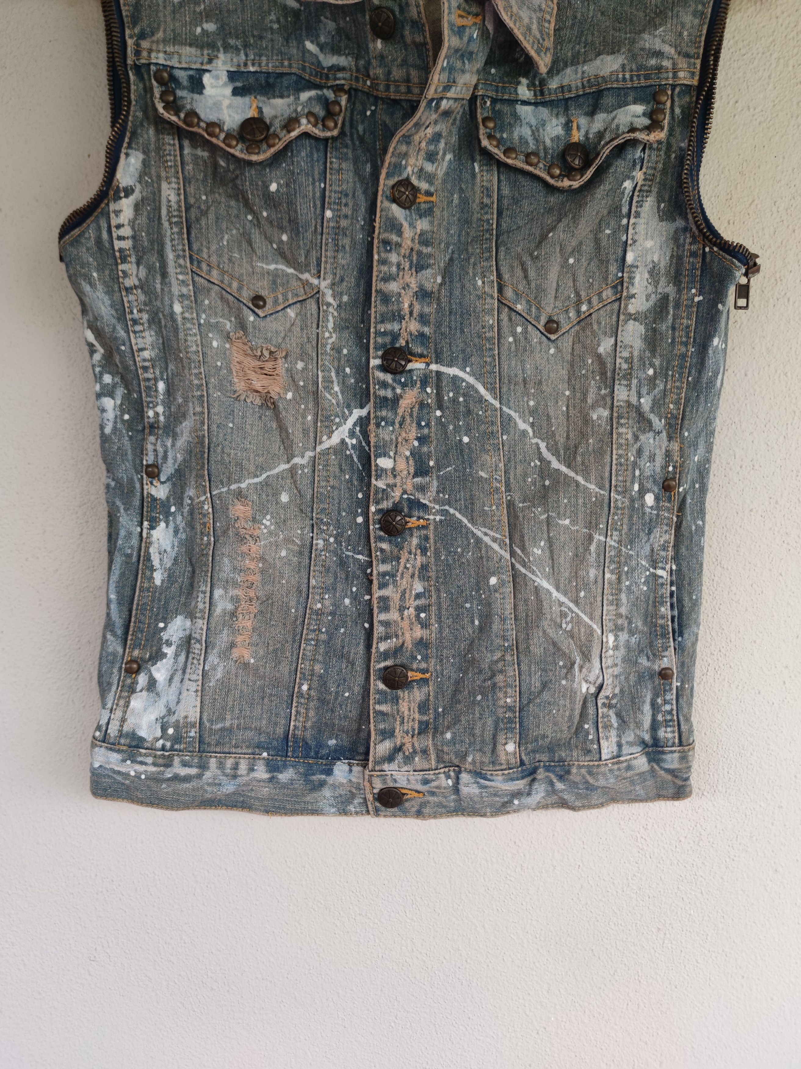 If Six Was Nine Clonedevgru Distressed Design Denim Vest Size US L / EU 52-54 / 3 - 10 Thumbnail