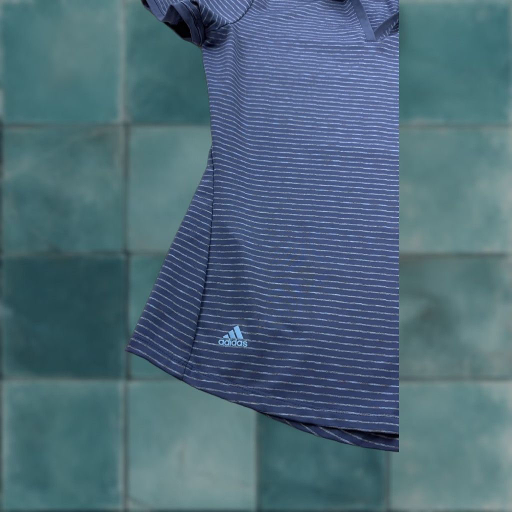Adidas Adidas Polo Shirt Womens Small Striped Lightweight Performance Golf Polo Shirt Size S / US 4 / IT 40 - 1 Thumbnail