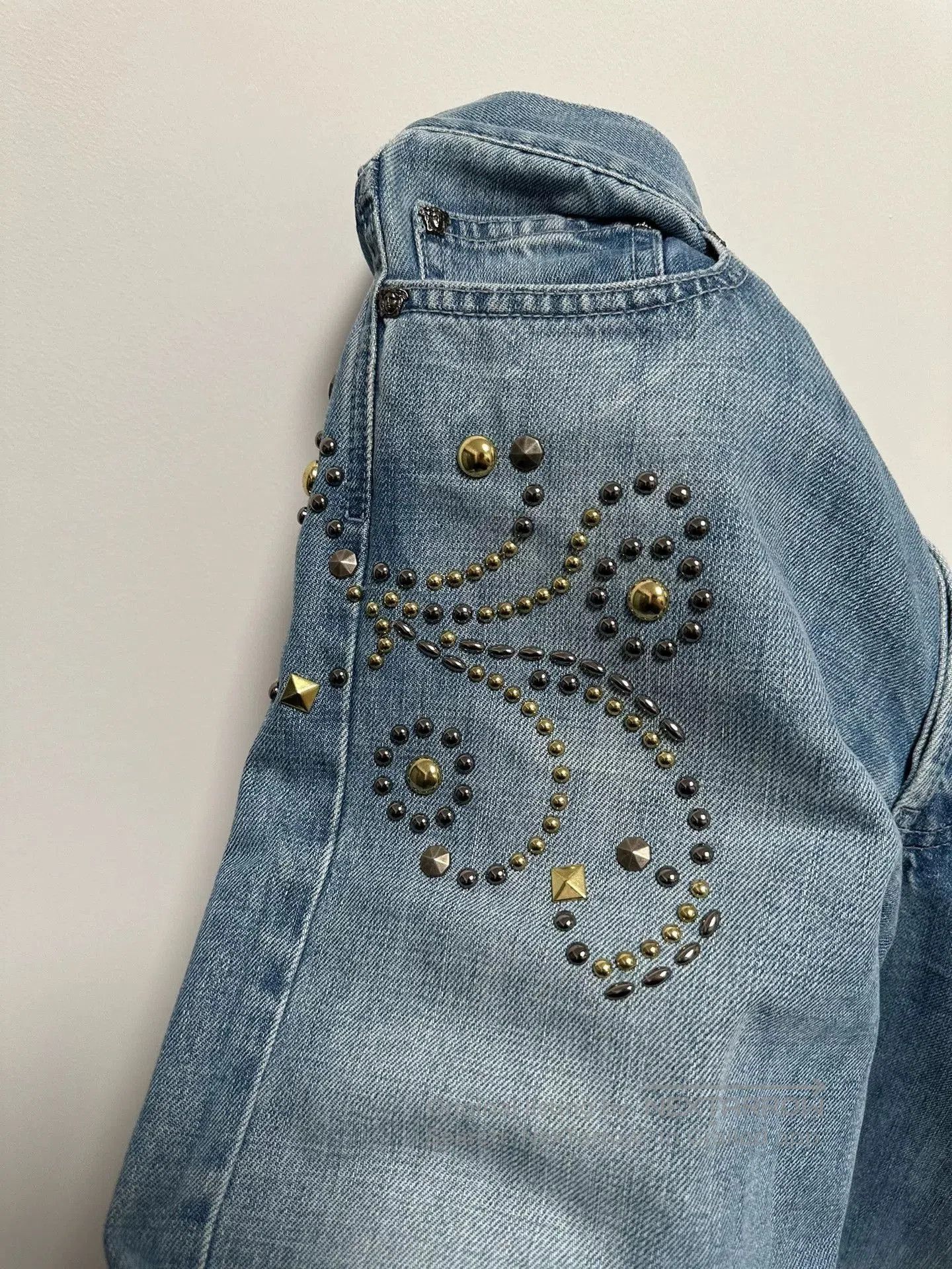 Versace Versace Medusa Leather Patch Studded Jeans. Size US 31 - 4 Thumbnail