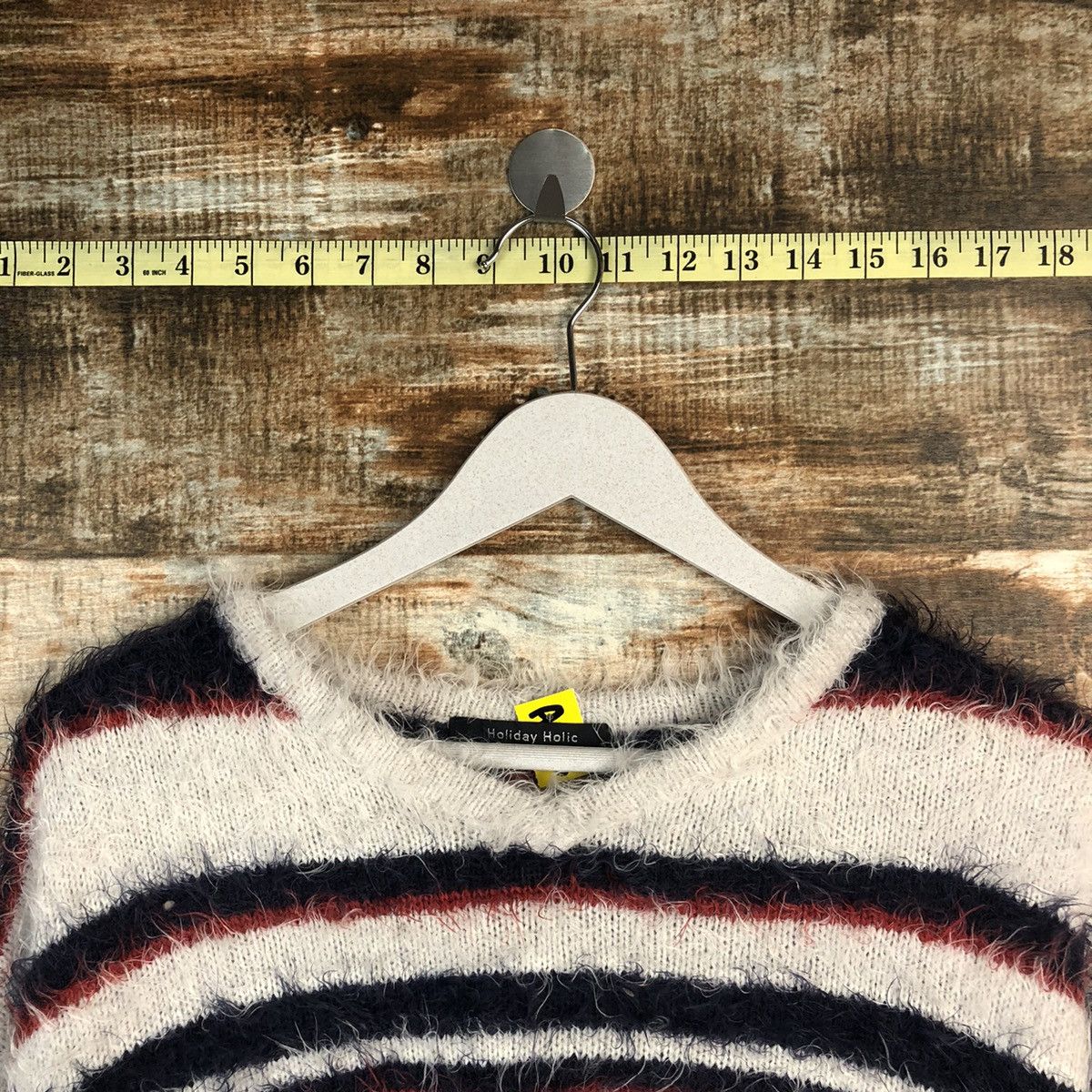 Homespun Knitwear × Japanese Brand × Solid and Striped Holiday Holic mohair fur shaggy stripe Knitwear #A1316 Size M / US 6-8 / IT 42-44 - 4 Thumbnail