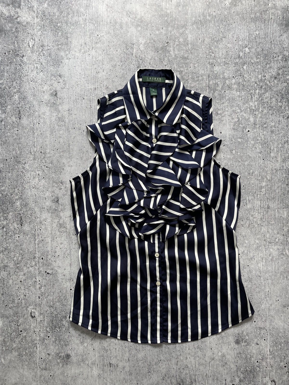 Polo Ralph Lauren Ralph Lauren Blue White Stripe Satin Blouse Top Size S(2) Size S / US 4 / IT 40 - 18 Thumbnail