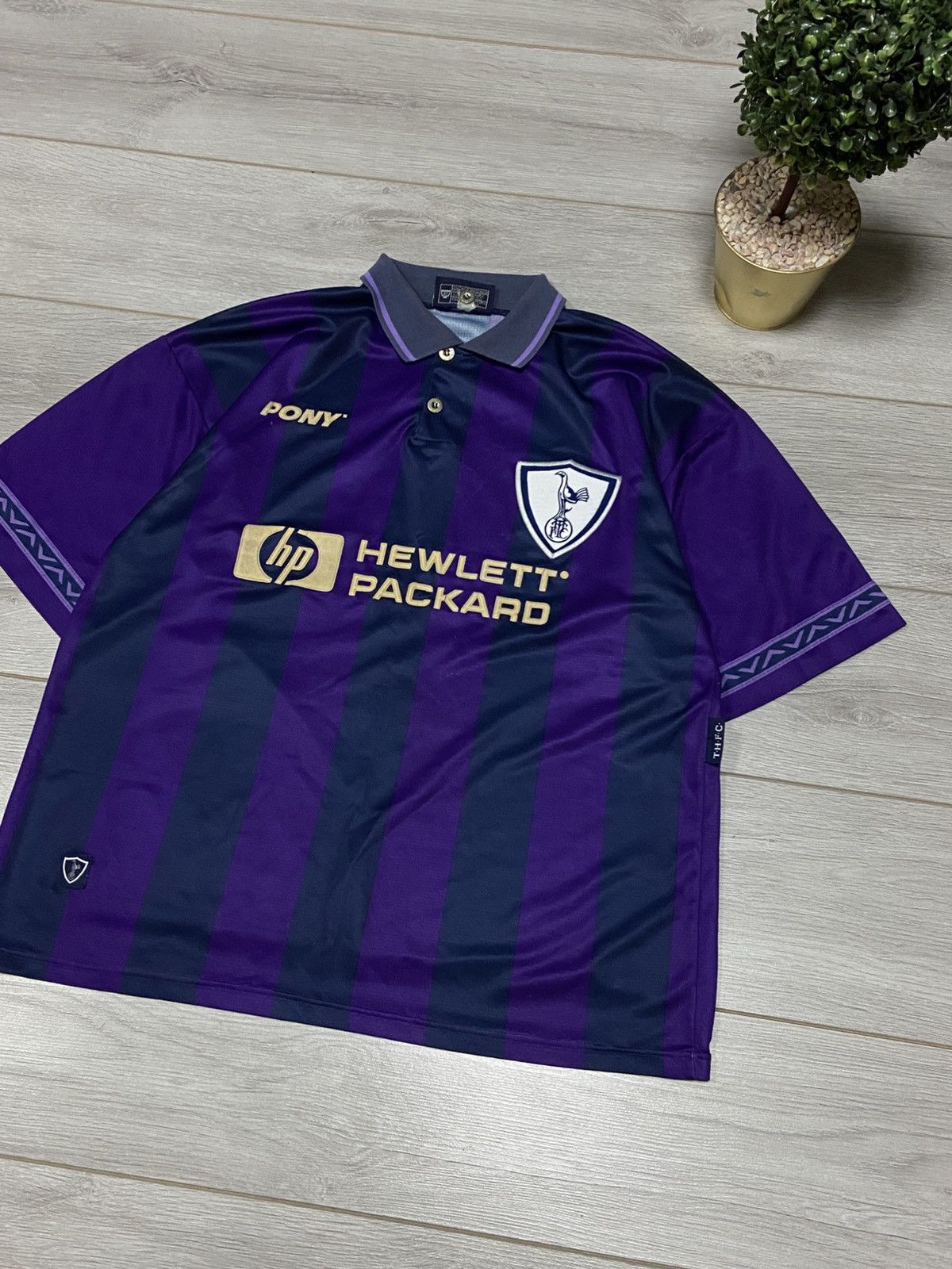 Vintage Pony Tottenham hp 1998 1999 away soccer jersey football Size US L / EU 52-54 / 3 - 2 Thumbnail