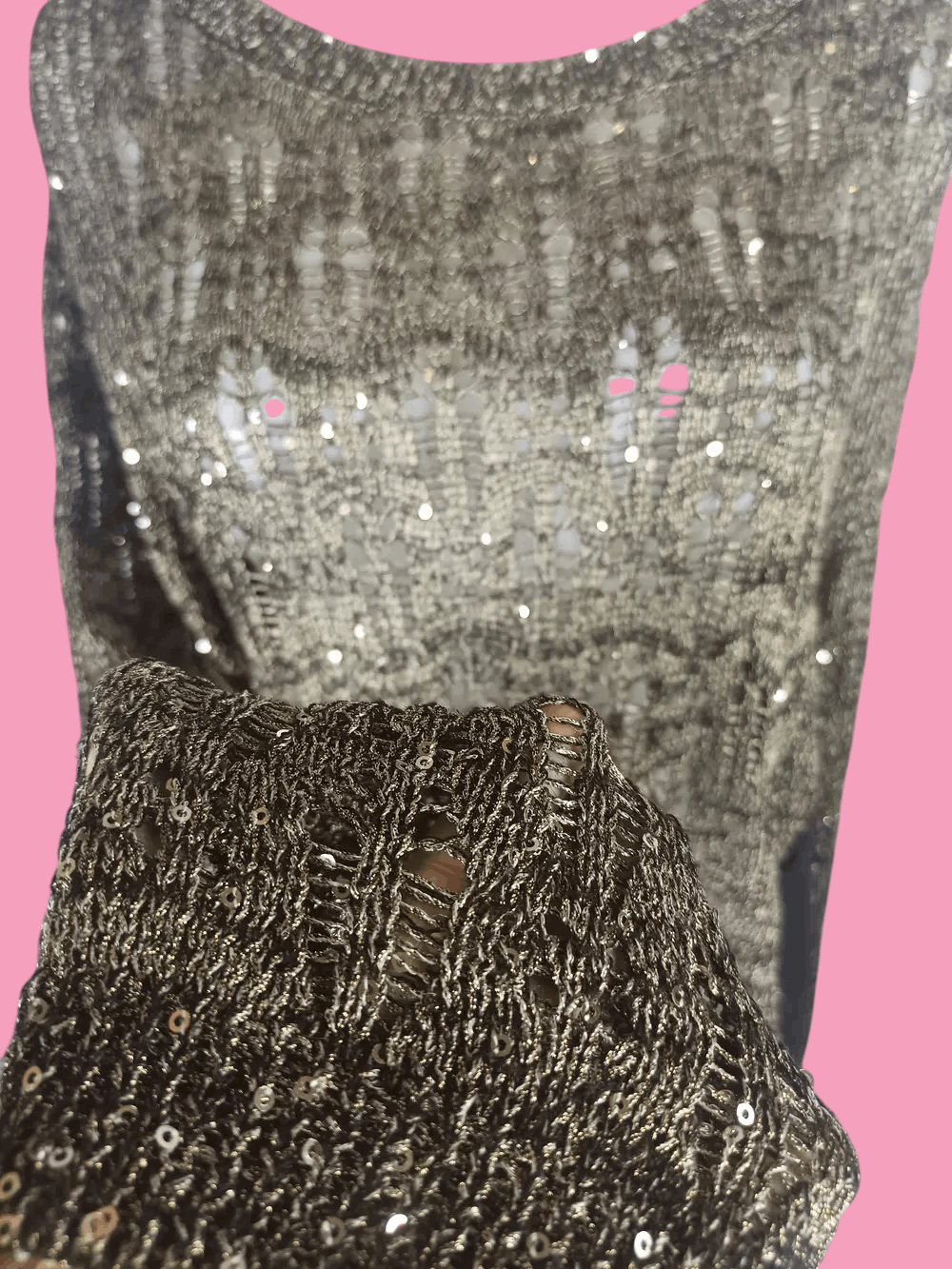 If Six Was Nine × Japanese Brand BESTI BELLI Milan Black Gold Sequin Distressed Knit Size US M / EU 48-50 / 2 - 8 Thumbnail