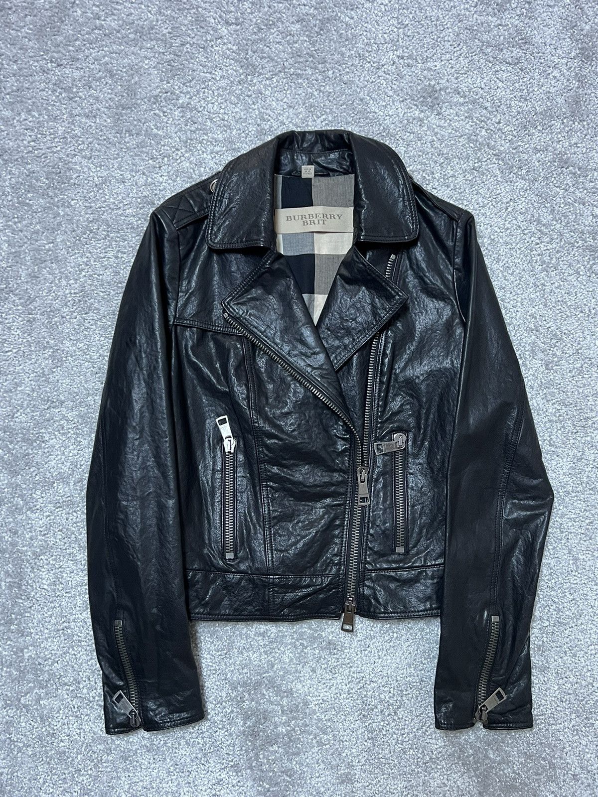 Burberry Burberry Brit Black Leather Biker Jacket Size 40 IT Size S / US 4 / IT 40 - 1 Thumbnail