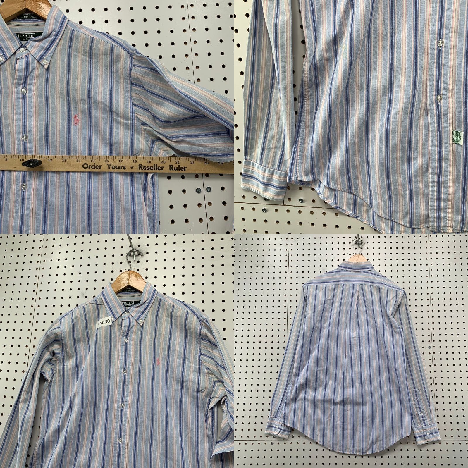 Polo Ralph Lauren VINTAGE Polo Ralph Lauren Button Shirt Men 20 Fits Medium Blue Stripped Made USA Size US M / EU 48-50 / 2 - 8 Thumbnail