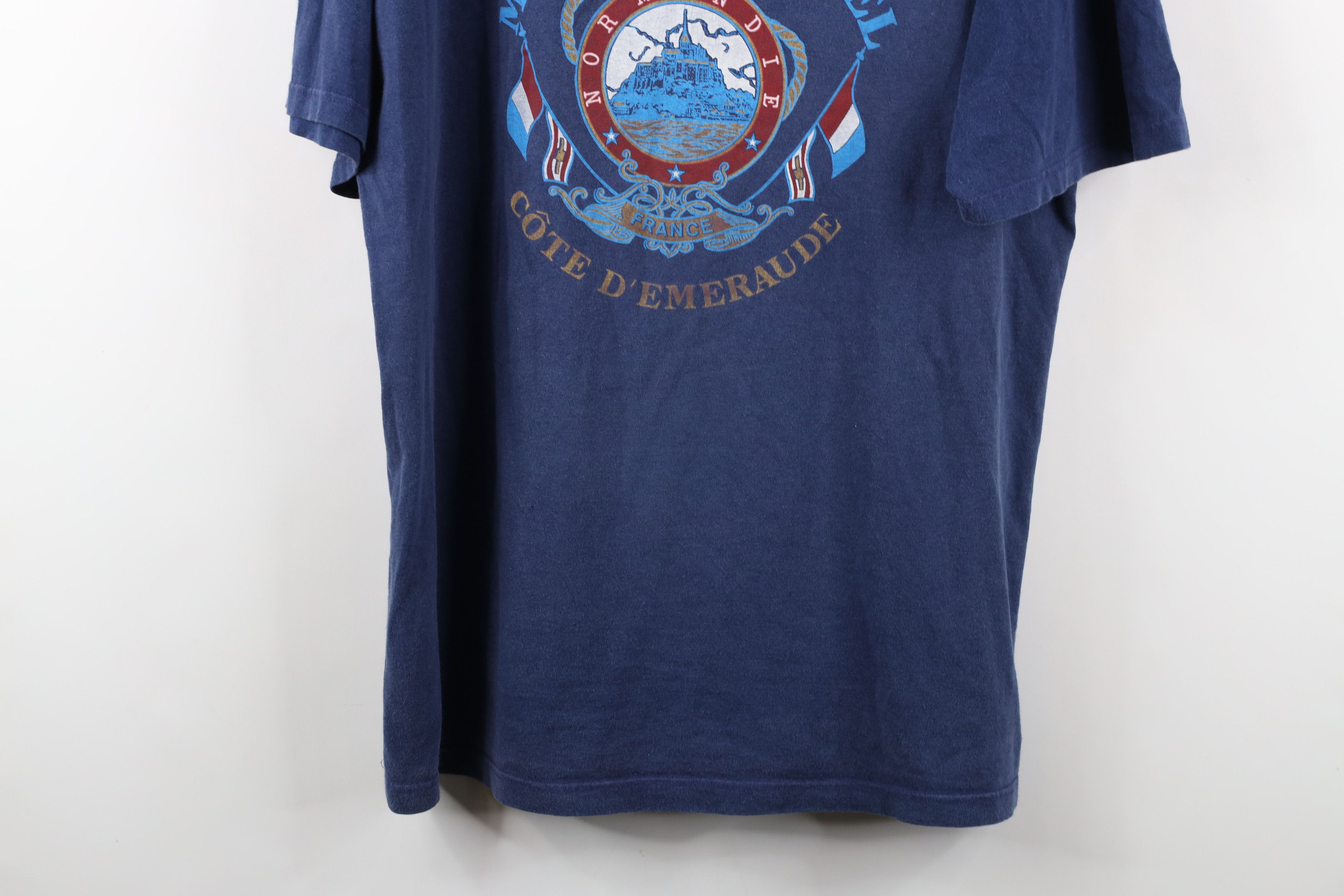 Vintage Vintage 90s Streetwear Michel Normandie France T-Shirt Blue Size US L / EU 52-54 / 3 - 3 Thumbnail