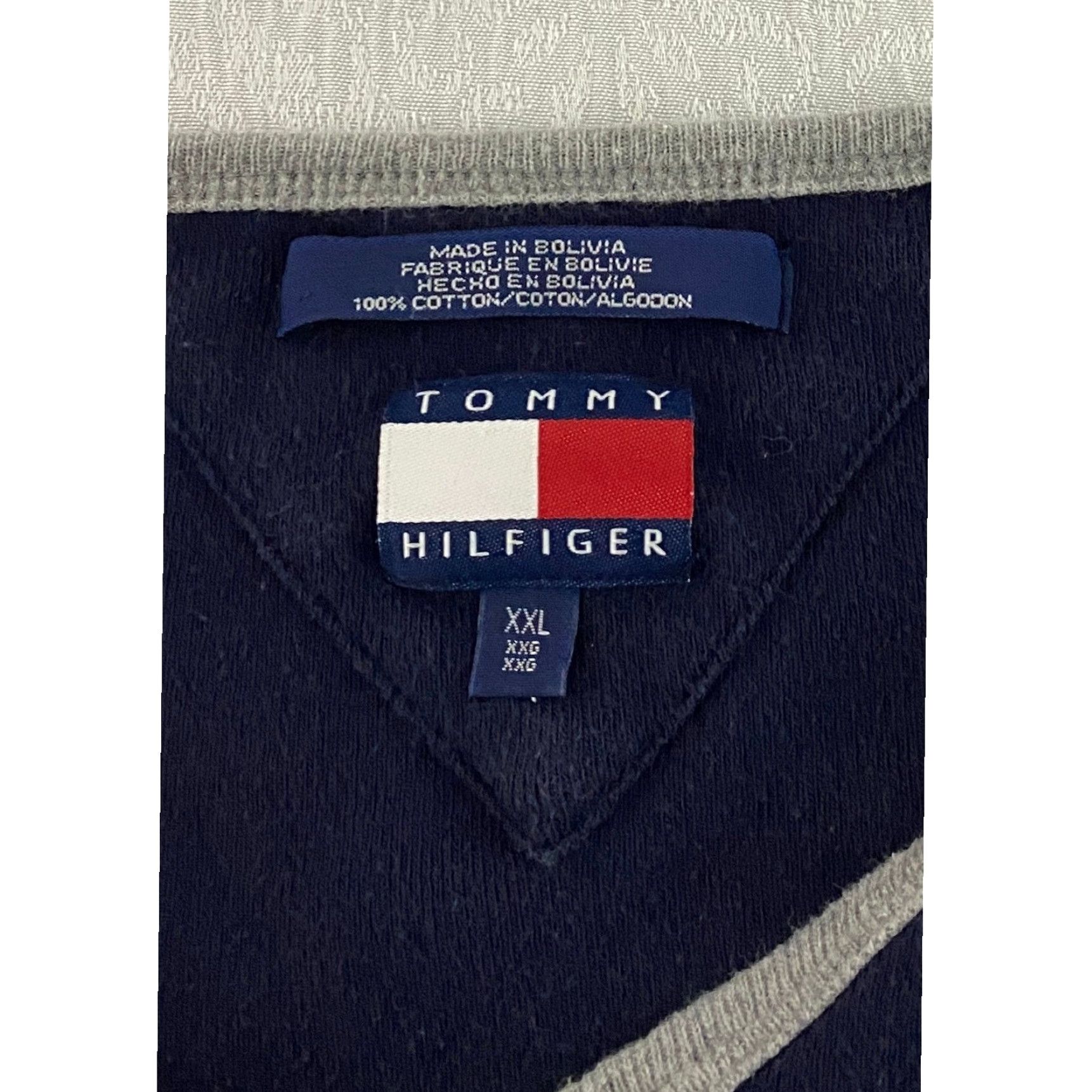 Tommy Hilfiger VINTAGE Tommy Hilfiger Ringer T-Shirt Mens XXL Navy Blue Gray V-Neck Cotton Tee Size US XXL / EU 58 / 5 - 3 Thumbnail