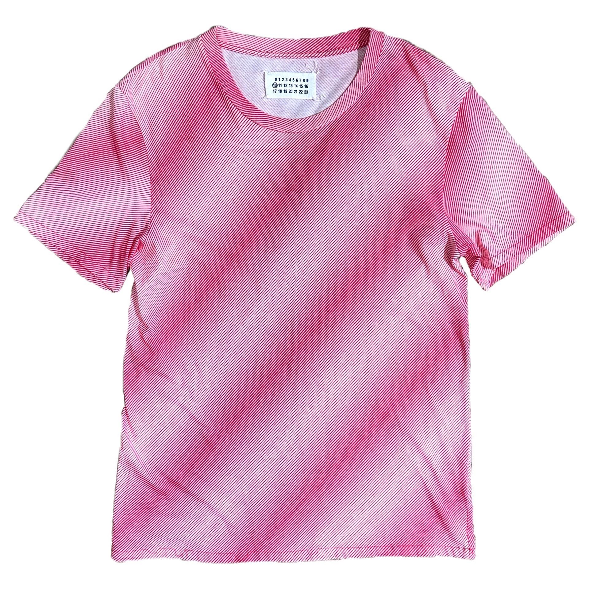 Maison Margiela Maison Margiela 08ss Pink Striped Short Sleeve Tee Size US S / EU 44-46 / 1 - 1 Thumbnail