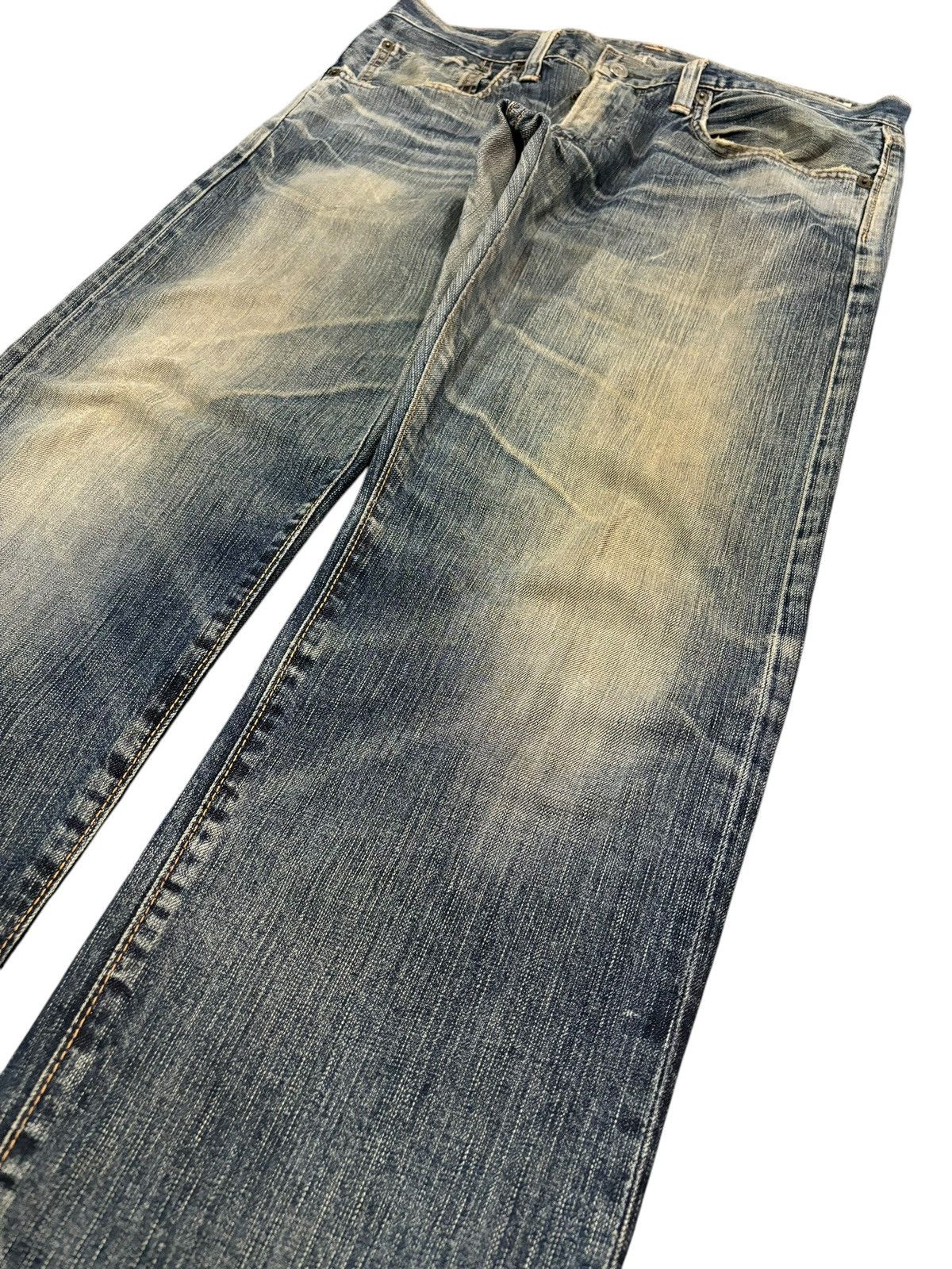 Edwin × Japanese Brand 90s Vtg Edwin 503RV Distressed Faded Straight Cut Jeans Size US 36 / EU 52 - 3 Thumbnail