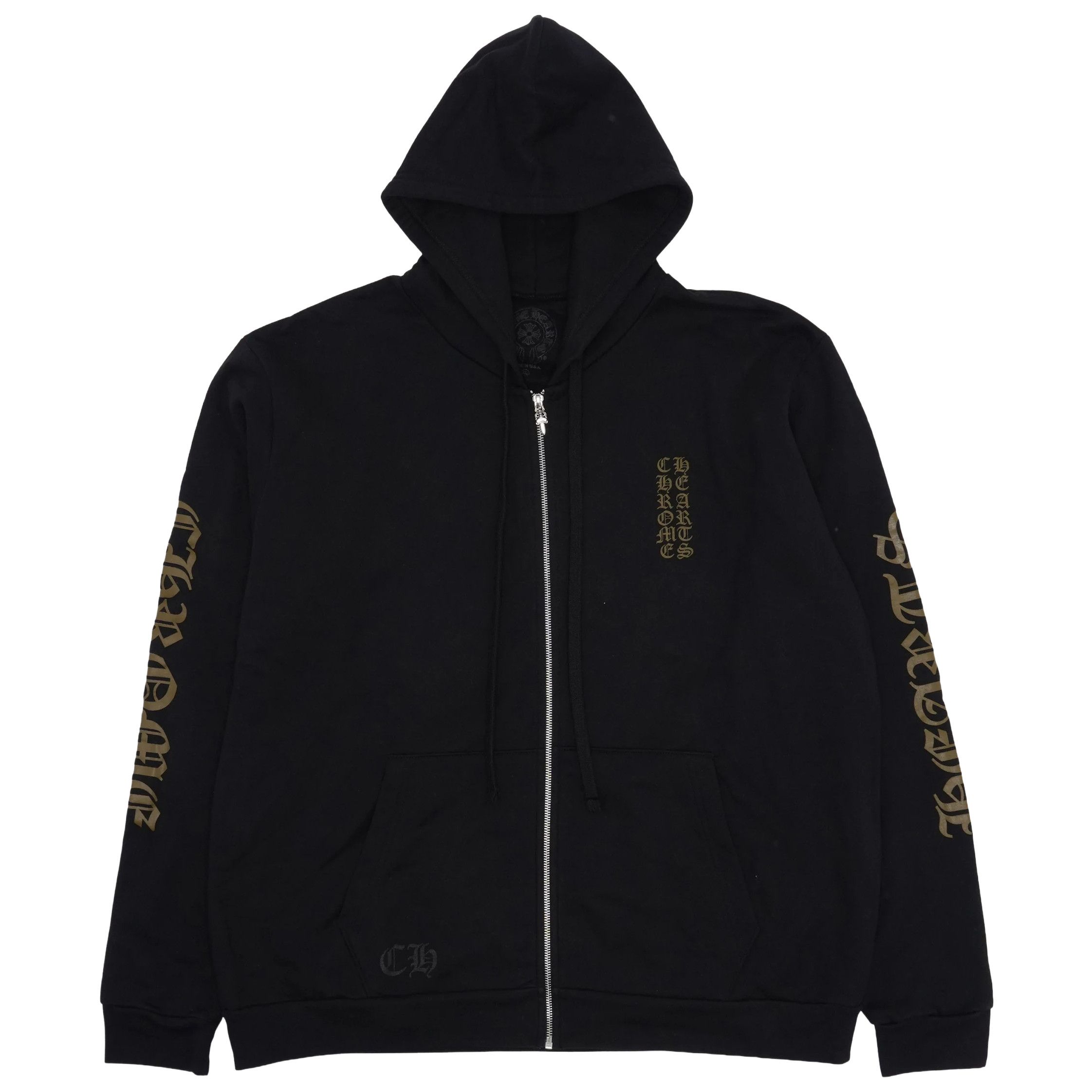 Chrome Hearts Vertical Logo Zip-Up Hoodie Black/Army Green Size US XL / EU 56 / 4 - 1 Thumbnail