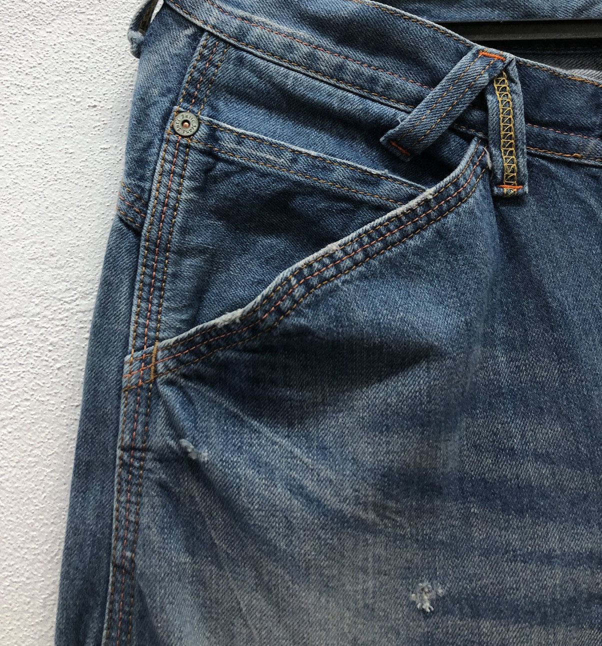 Japanese Brand GENOESE Cargo Denim Jeans Medium Distressed Workwear Style Size US 33 - 5 Thumbnail