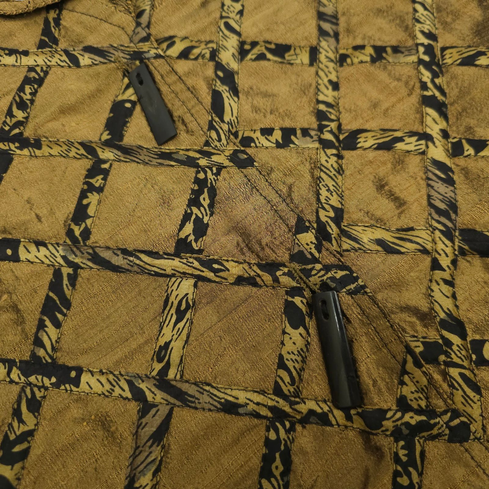 Other Yak Magik Silk Quilted Jacket XL Gold Bronze Lattice Toggle Size XL / US 12-14 / IT 48-50 - 7 Thumbnail