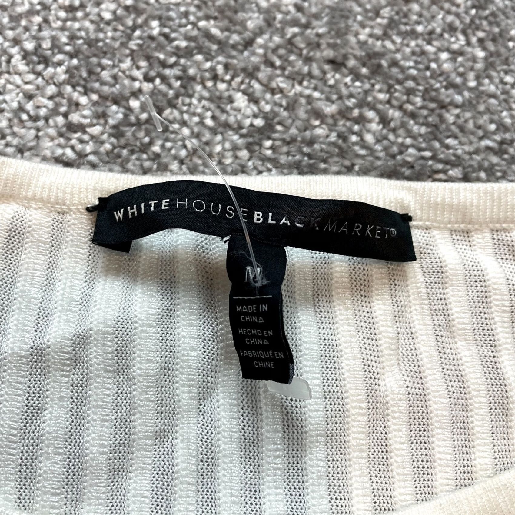 White House Black Market White House Black Market Shirt Womens Medium White Long Sleeve Rayon Ribbed Top Size M / US 6-8 / IT 42-44 - 3 Thumbnail