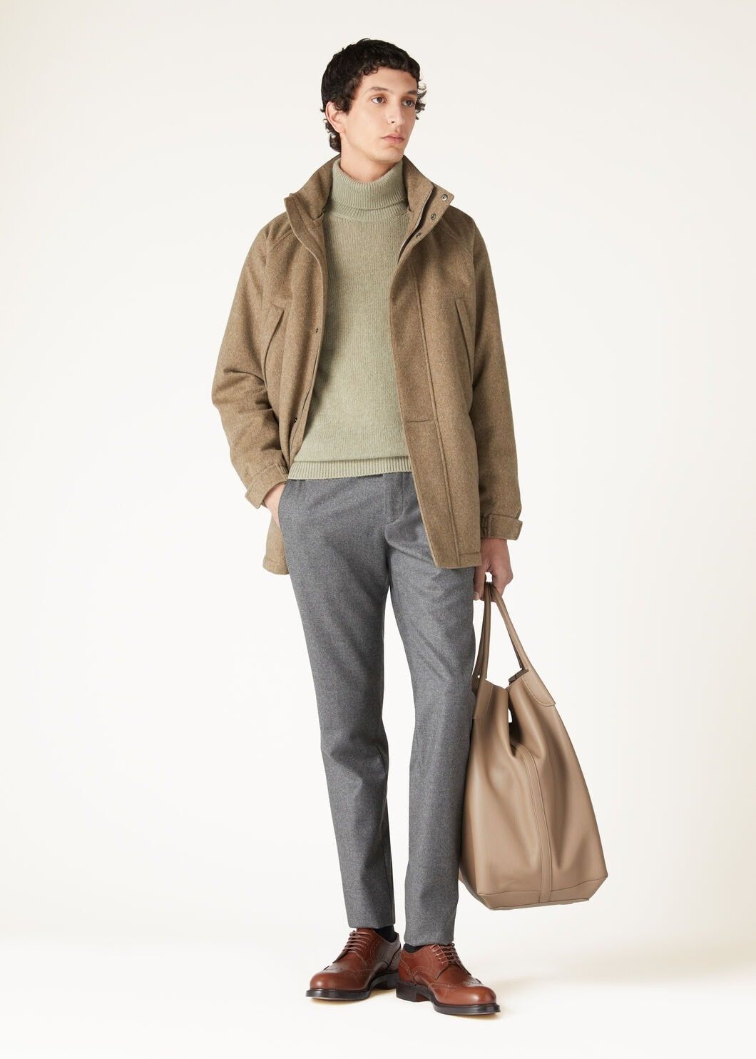 Loro Piana o1w1db10725 FAO6886 Fobello Turtleneck Sweater in Khaki Size US XL / EU 56 / 4 - 2 Thumbnail