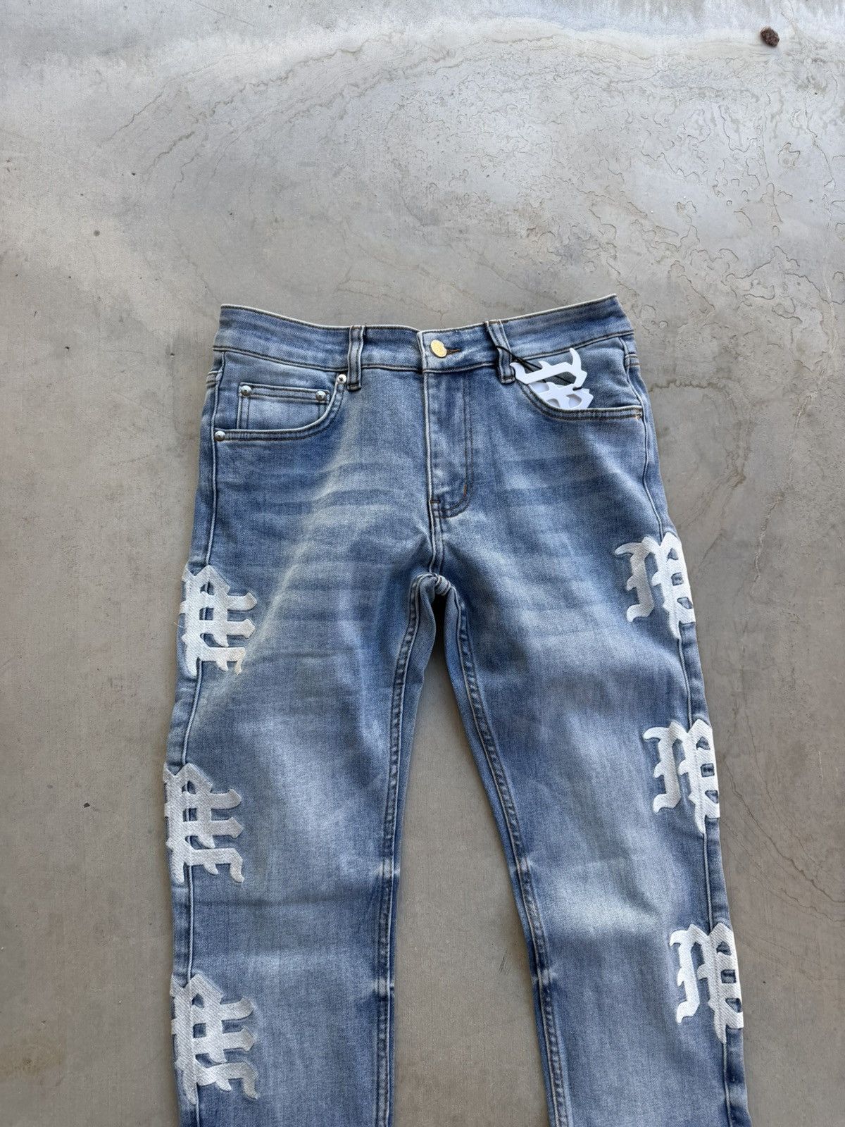 Other Mixed Emotions Monogram Jean – Blue Size 30 New With Tags Size US 30 / EU 46 - 3 Thumbnail