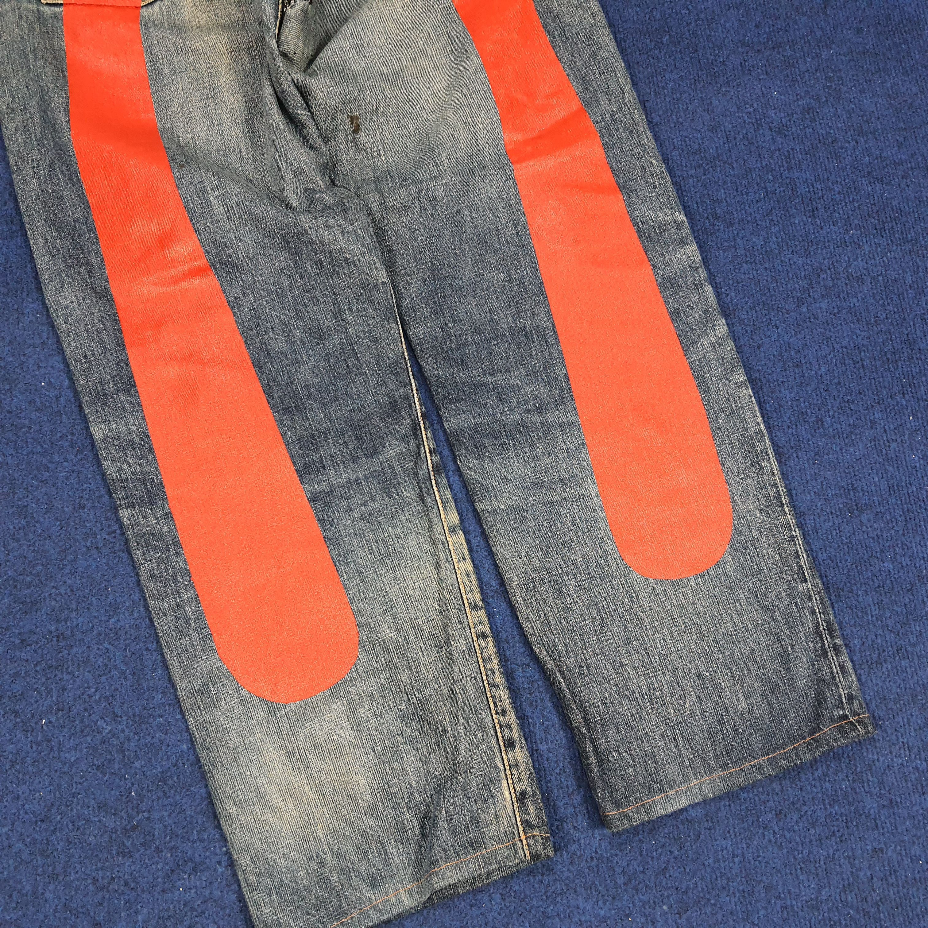 Japanese Brand × Vintage Vintage Evisu Selvedge Custom Red Daicock Jeans Size US 28 / EU 44 - 3 Thumbnail
