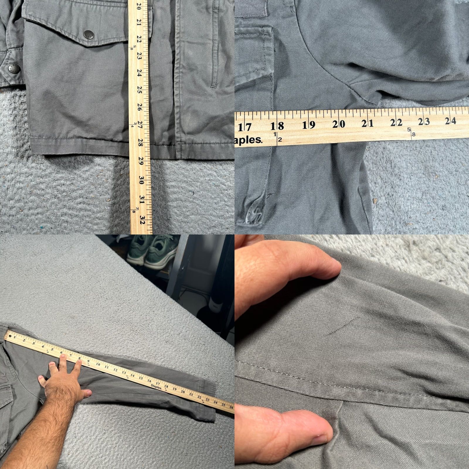 Vintage Levi Strauss Field Jacket Men Medium Gray Cotton Canvas Utility Snap Pockets Long Sleeve Chore Workwear Military Jacket Mens Size US M / EU 48-50 / 2 - 9 Thumbnail