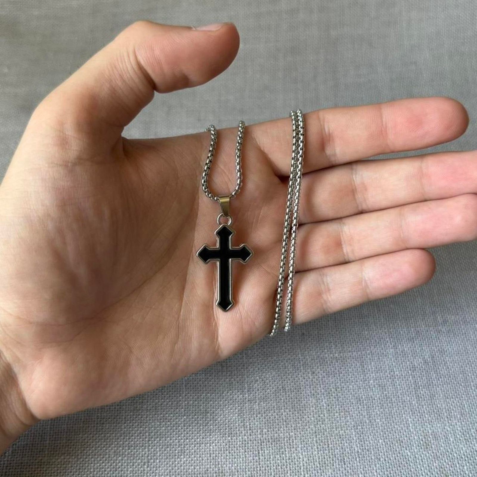 Other Silver and black cross necklace MENS2 Size ONE SIZE - 2 Thumbnail