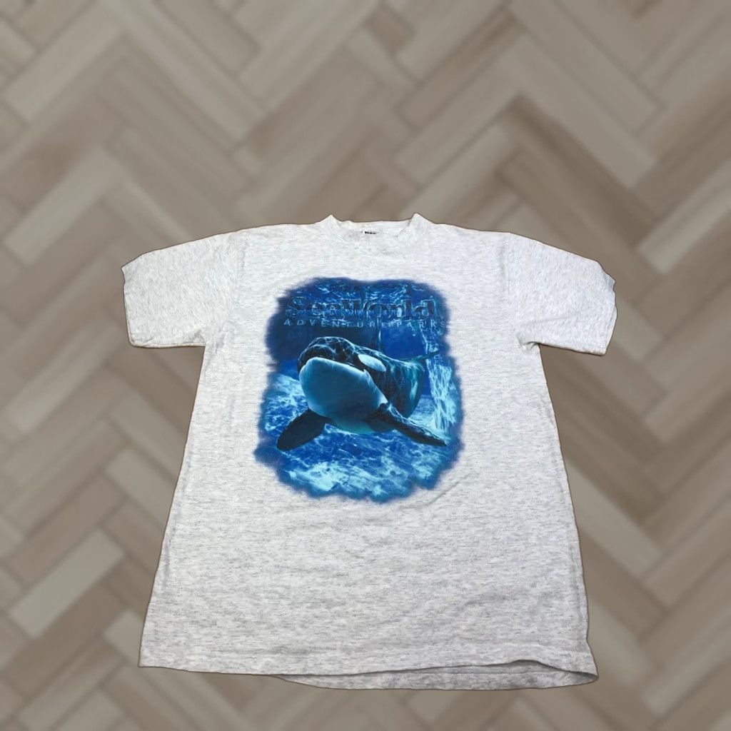 Tultex VINTAGE Seaworld Adventures T Shirt Mens L Gray Orca Shamoo 11698 Size US L / EU 52-54 / 3 - 1 Thumbnail