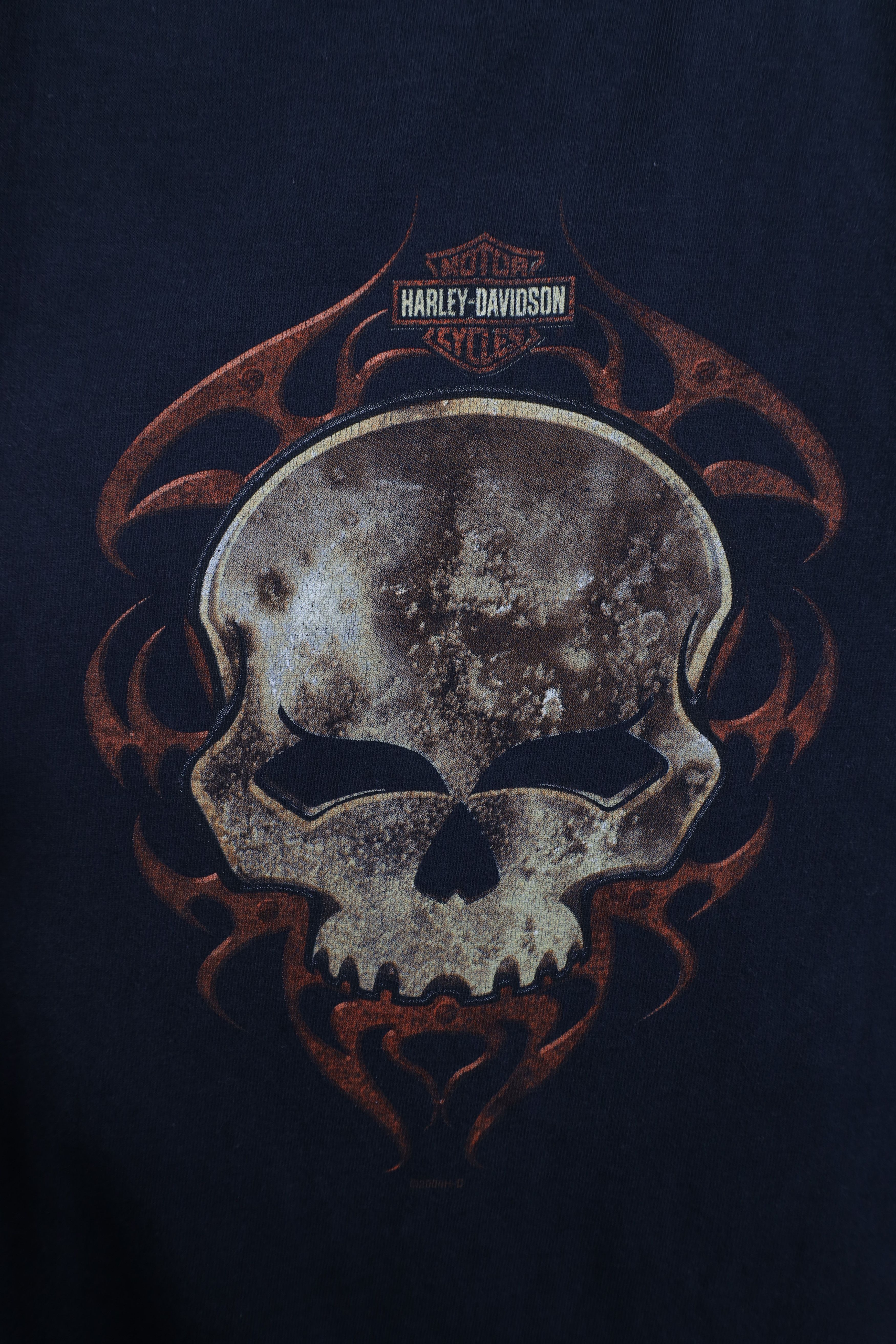 Harley Davidson Vintage Y2K 2004 Harley Davidson Fire Flames Skull T-Shirt Size US XXL / EU 58 / 5 - 4 Thumbnail
