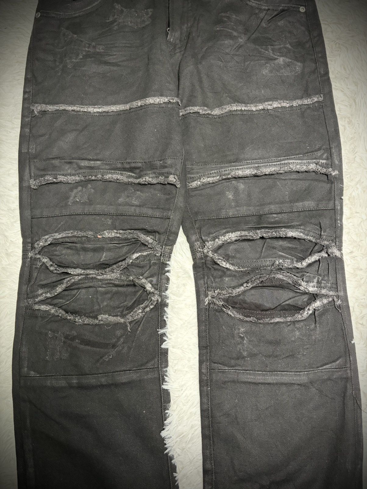 Japanese Brand 2000s Japanese Label Wax Black crust jeans Size US 35 - 3 Thumbnail