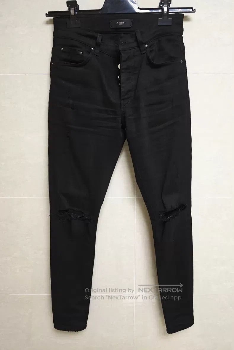 Amiri Amiri Black Ripped Denim Pants Size US 29 - 1 Thumbnail