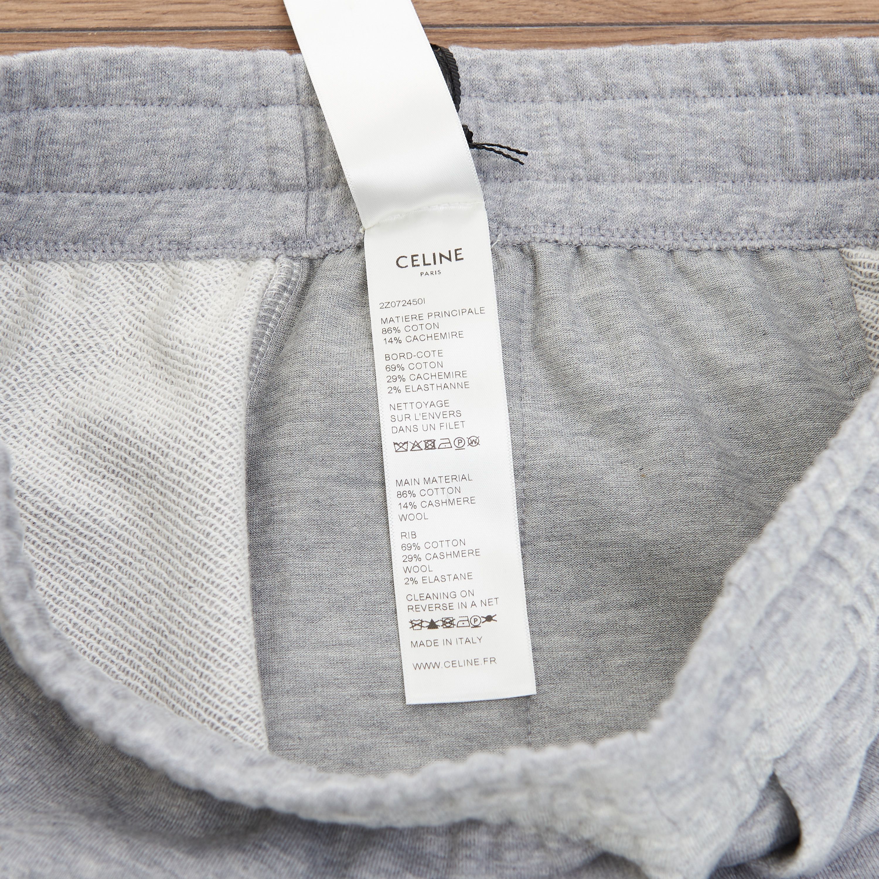 Celine "Triomphe" Track Pants In Grey Cotton & Cashmere Size 36" / US 14 / IT 50 - 9 Thumbnail