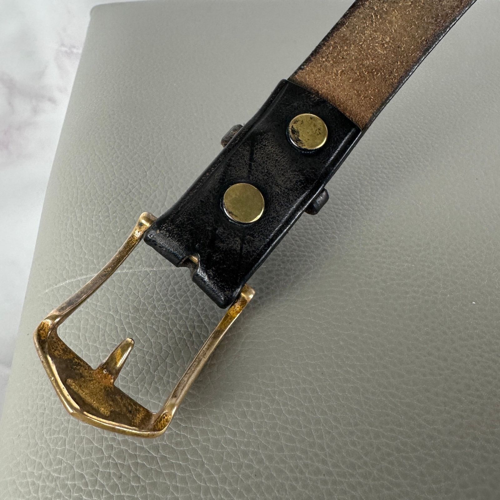 Vintage Vintage Leather Belt & Brass Buckle Size 38 - 3 Thumbnail