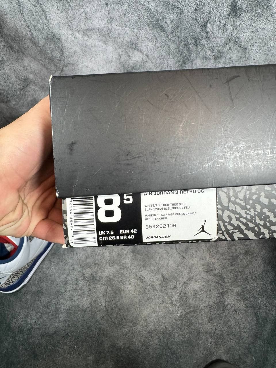 Jordan Brand Size 8.5 | Jordan 3 True Blue With Box | Pre-Owned Size US 8.5 / EU 41-42 - 6 Thumbnail