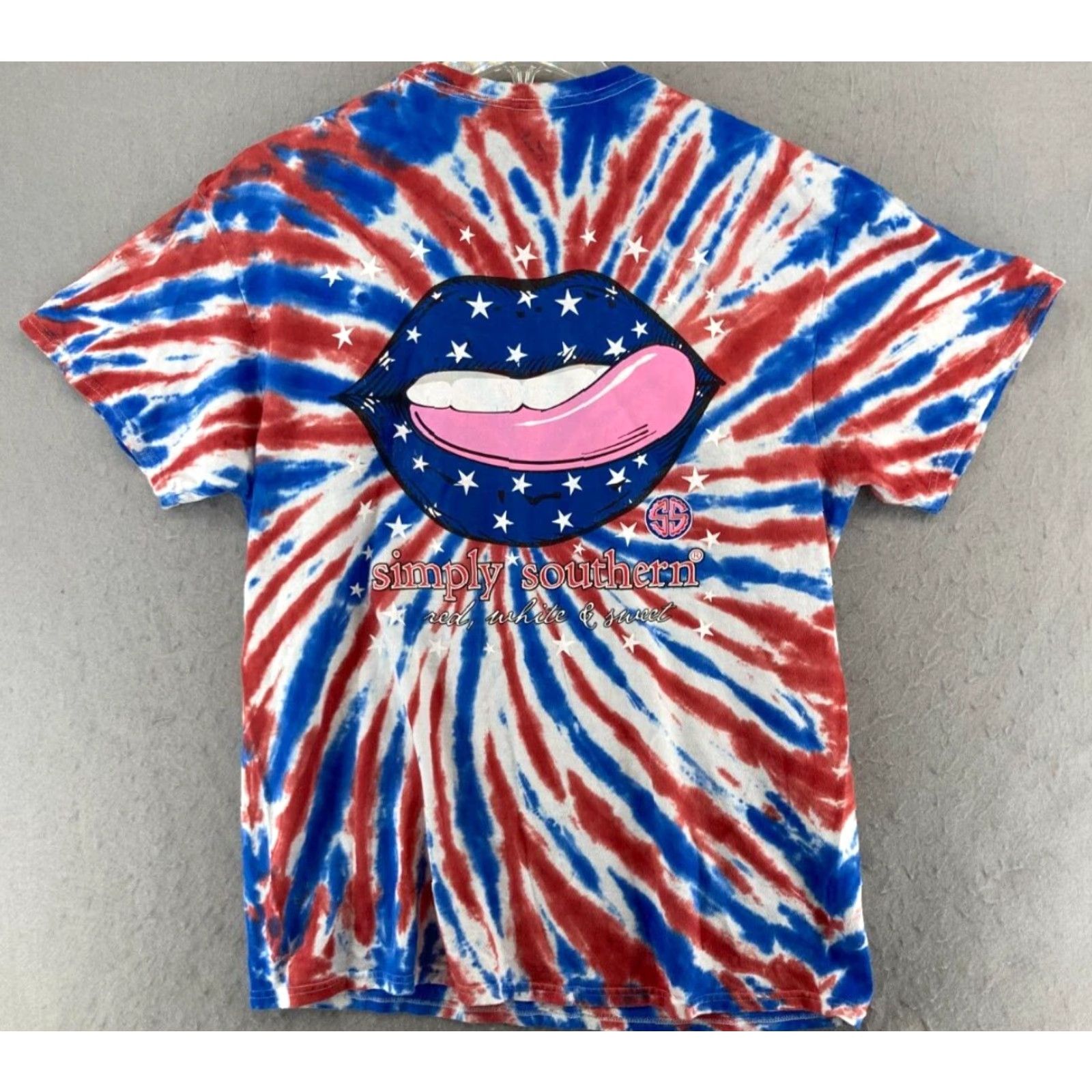 Vintage Simply Southern Tshirt Womens Large Tie Dye USA Star Lips Size L / US 10 / IT 46 - 7 Thumbnail