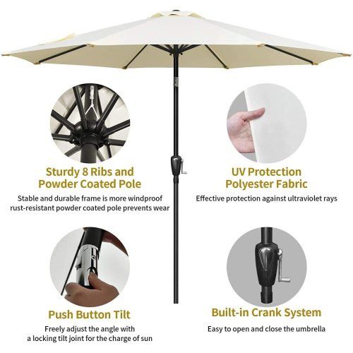 Designer × Homemade Simple Deluxe 9ft Outdoor Market Table Patio Umbrella with B Size US L / EU 52-54 / 3 - 2 Thumbnail