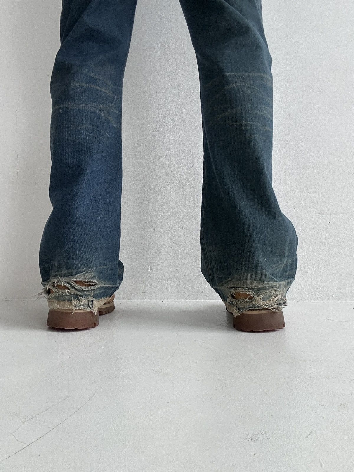 If Six Was Nine × Japanese Brand Distressed Flare Baggy Wide Leg Denim Jeans DKNY Size US 34 / EU 50 - 2 Thumbnail