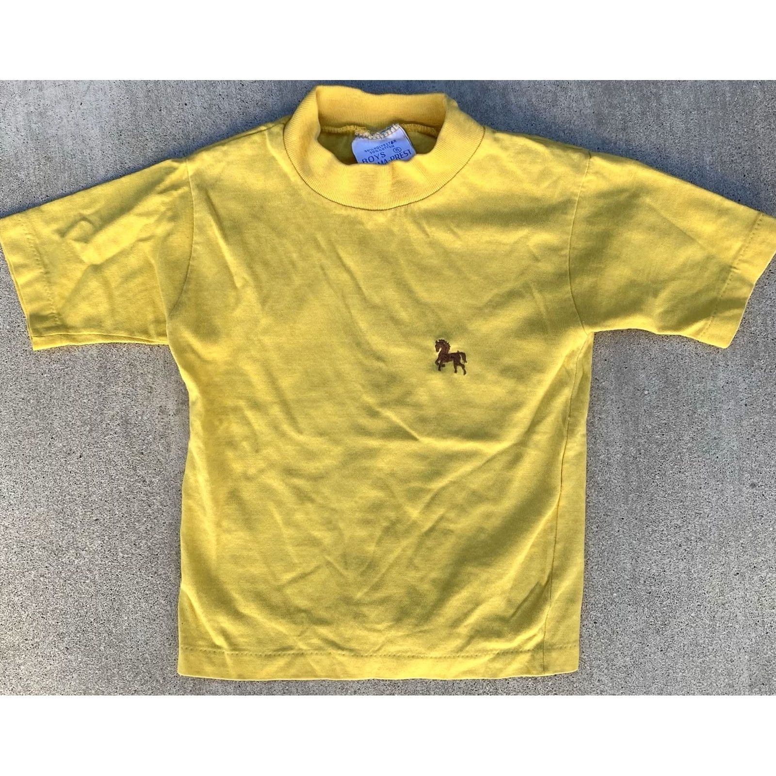 Sears VINTAGE Sears Perma-Prest Yellow T-Shirt Horse Logo Embroidery Size 6 Boys USA Made Size US S / EU 44-46 / 1 - 3 Thumbnail