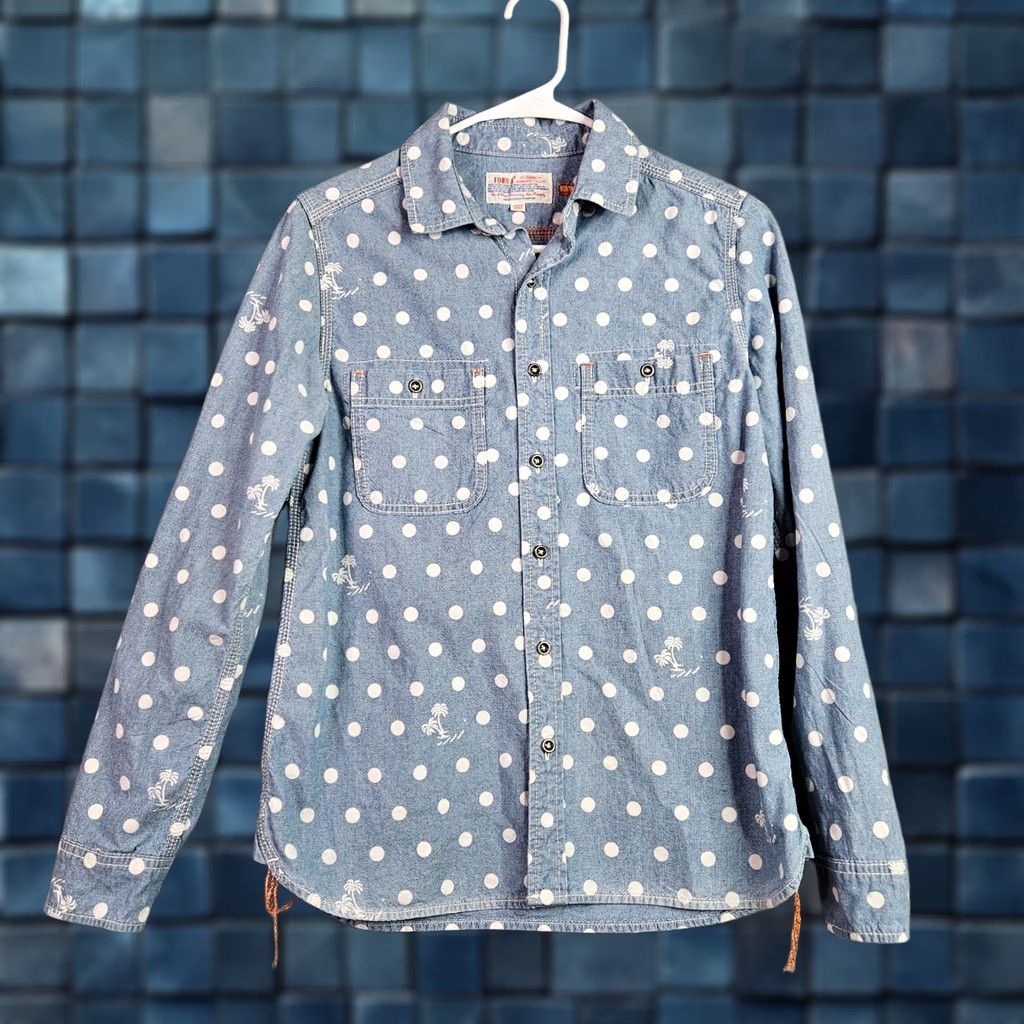 Vintage Tobila Shirt Women’s Polka Dot Chambray Button Front Long Sleeve XS Blue Regular Size XS / US 0-2 / IT 36-38 - 1 Thumbnail