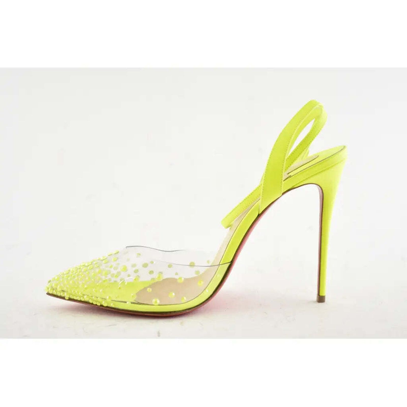 Christian Louboutin Spikaqueen 100 Yellow PVC Ankle Strap Sandal Heel Pump 35 Size US 5 / IT 35 - 8 Thumbnail