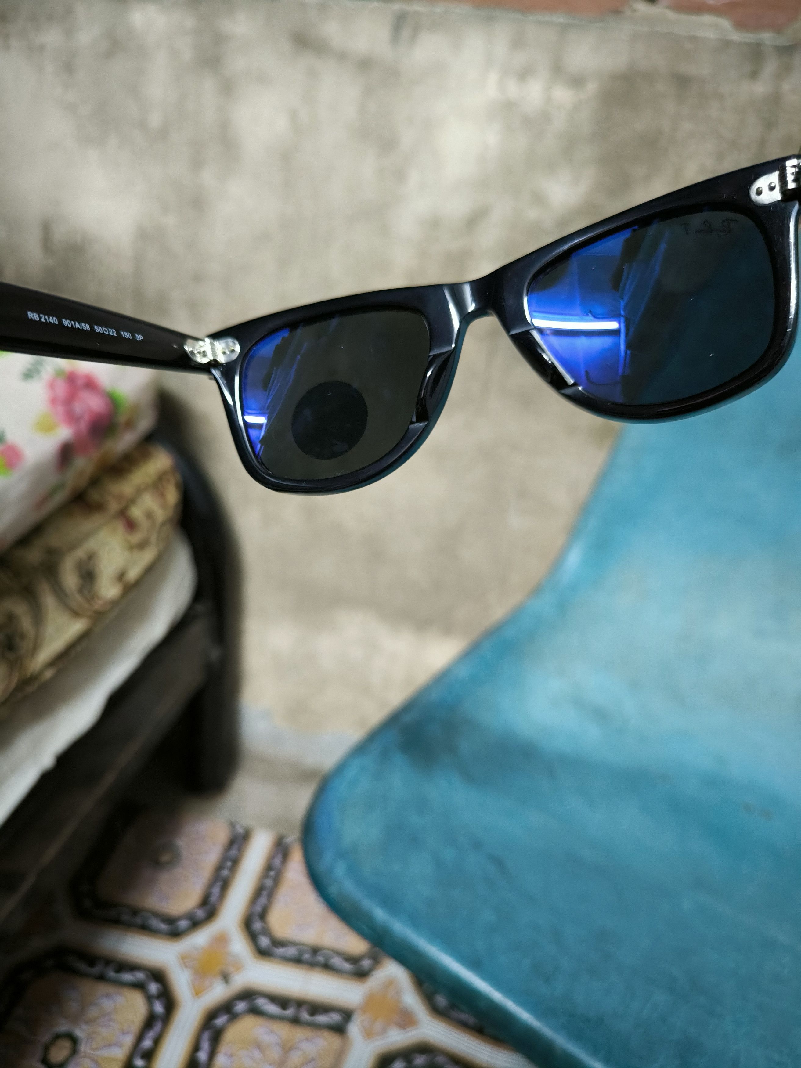 RayBan Wayfarer Blue Lens Polarized Size ONE SIZE - 12 Thumbnail