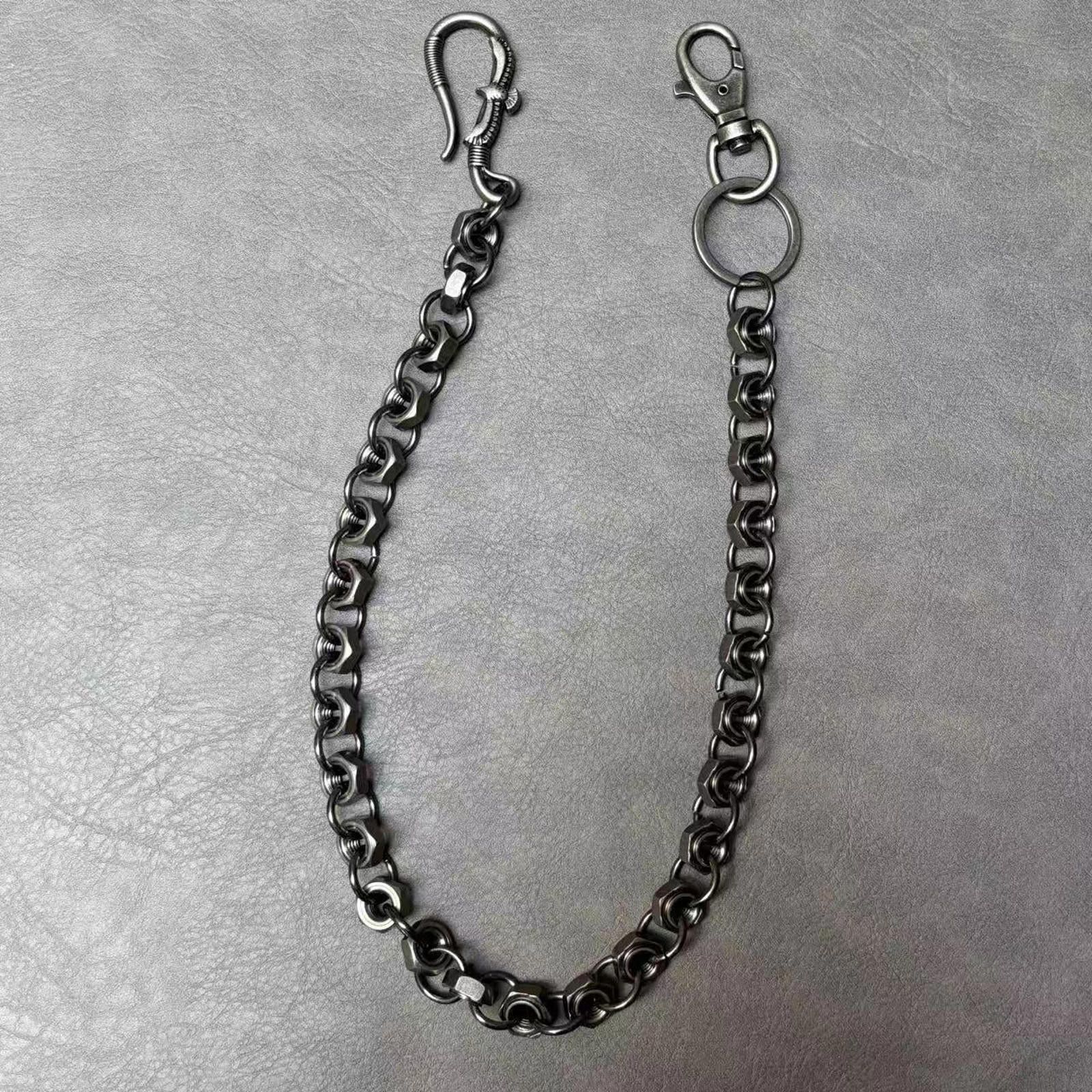 Jewelry Black Metal Wallet Chain with Barbed Wire Design Size ONE SIZE - 4 Thumbnail
