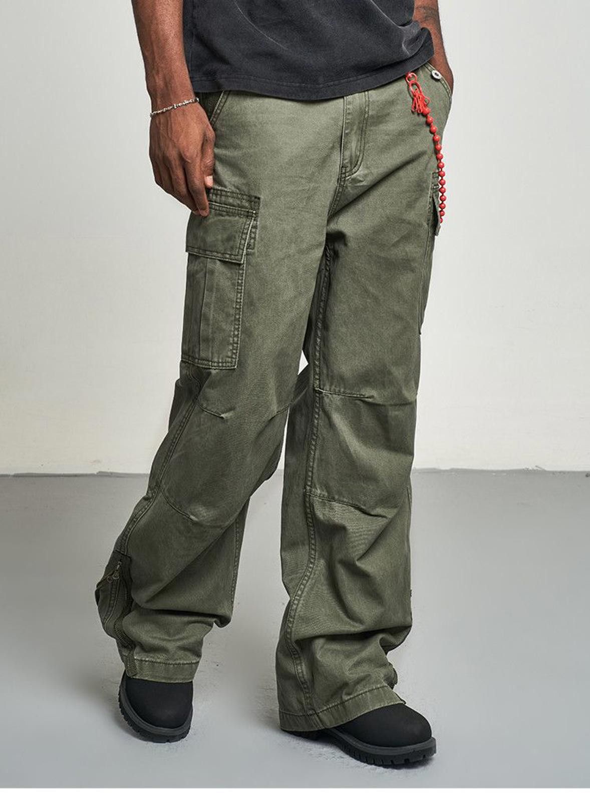 Japanese Brand Oliver Green Loose Straight Wide Leg Cargo Jeans Size US 30 / EU 46 - 1 Thumbnail