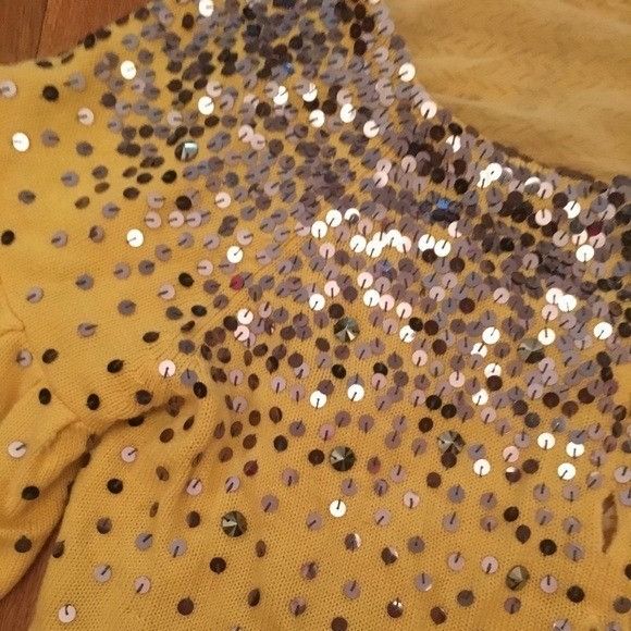 Other LaROK Metallic Sequin Yellow Cardigan Sweater Size L / US 10 / IT 46 - 7 Thumbnail