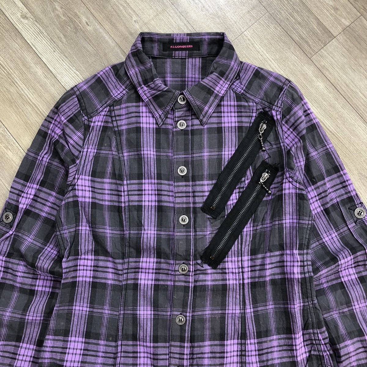 If Six Was Nine × Japanese Brand × Le Grande Bleu (L.G.B.) 2000s Algonquins Punk LGB Style Multizipper Flannel Shirt Size S / US 4 / IT 40 - 2 Thumbnail