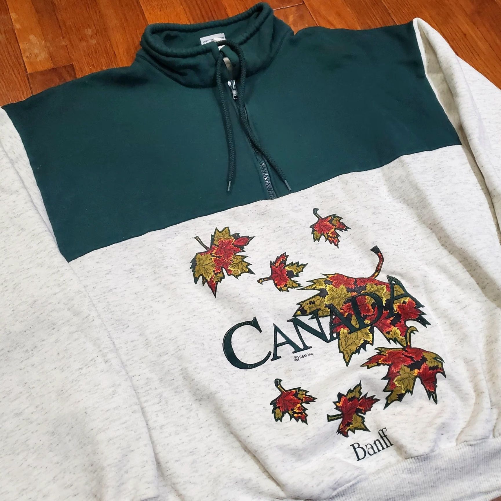 Vintage VINTAGE Cityscape Canada Sweater Mens M Pullover 1/4 Zip Graphic Print Banff Maple Leaf 90s Size US M / EU 48-50 / 2 - 5 Thumbnail