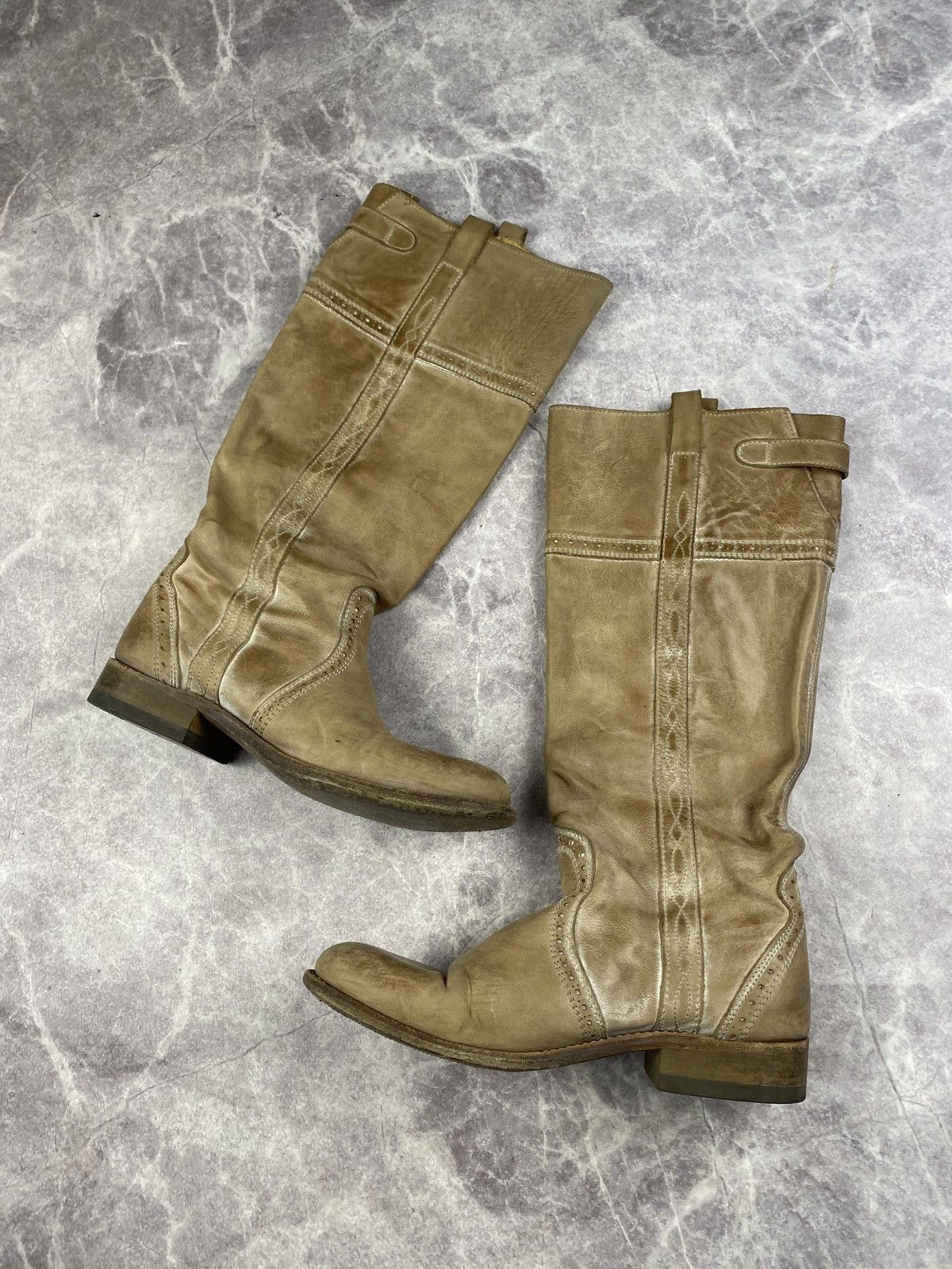 Sancho Boots Sancho Boots leather western knee-high boots beige size: 38 Size US 8 / IT 38 - 9 Thumbnail