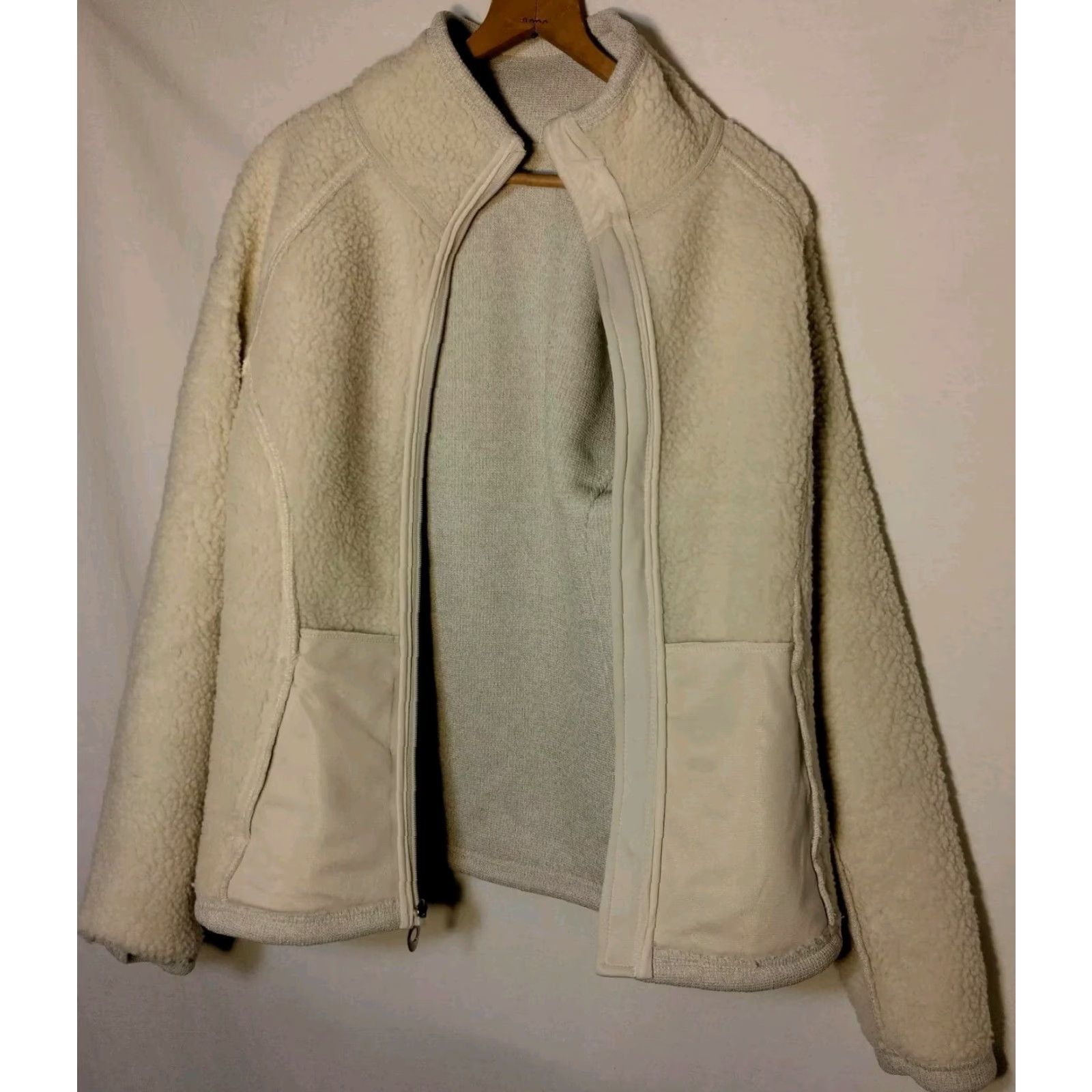 Spyder VINTAGE Spyder Knit Sweater Jacket Women M Oatmeal Heather Full Zip Sherpa Lined READ Size M / US 6-8 / IT 42-44 - 4 Thumbnail