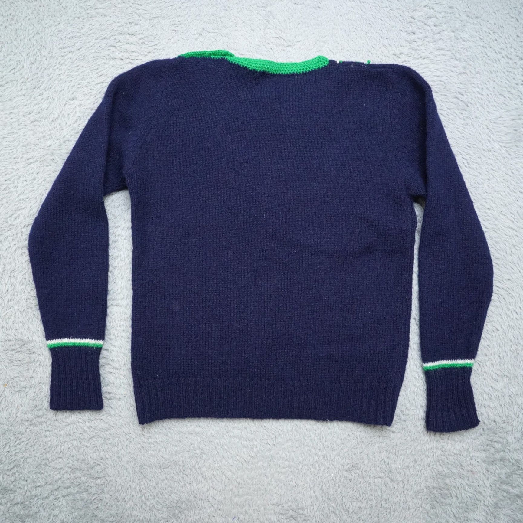 Vintage VINTAGE Point Of View Sweater Shirt Unisex Adults Knit Wool Blue 80s 90s Cable V-Neck Long Sleeve Pullover Medium M Size M / US 6-8 / IT 42-44 - 2 Thumbnail