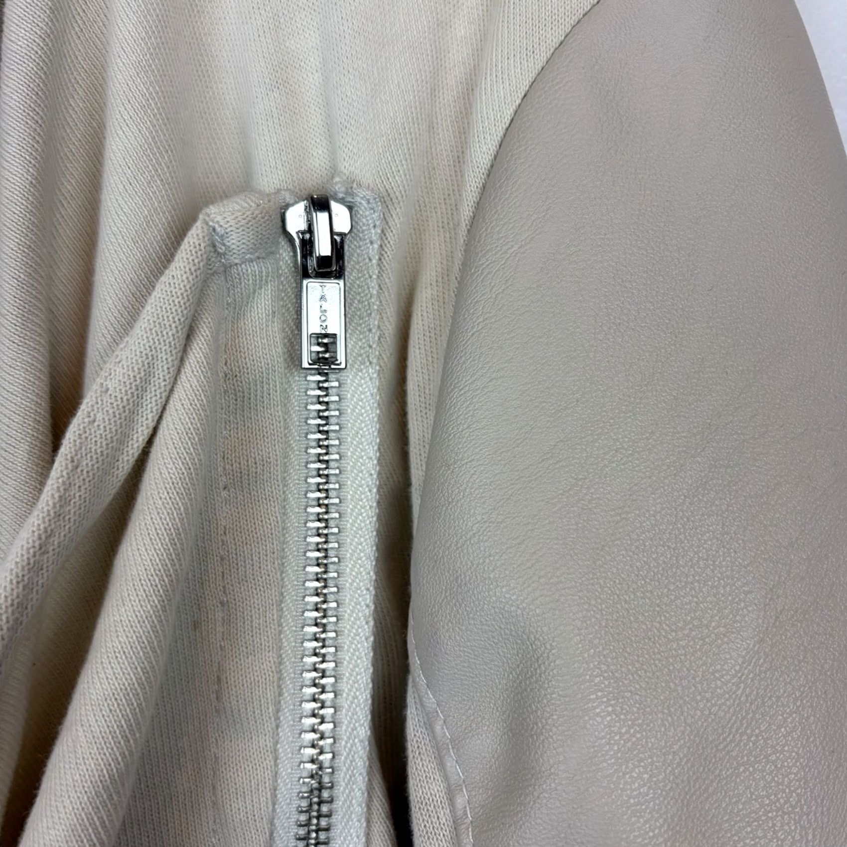 Vintage BLANKNYC Jacket Womens L Ivory Moto Leather Faux Front Zipper Short Drapey Casual Size L / US 10 / IT 46 - 6 Thumbnail